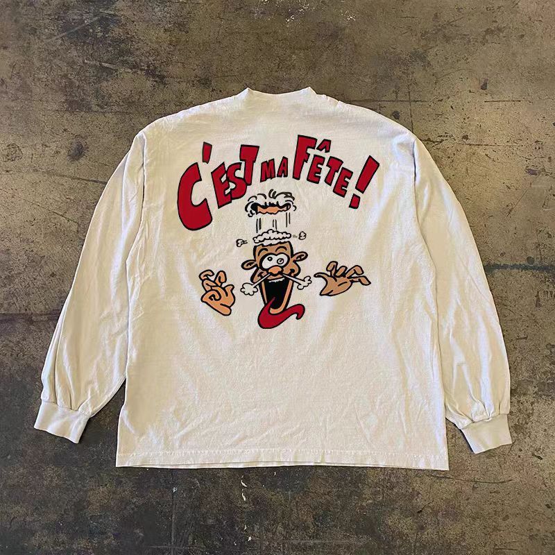 Japanese Brand × Vintage White casual retro cartoon print long sleeve tee Size US L / EU 52-54 / 3 - 1 Thumbnail