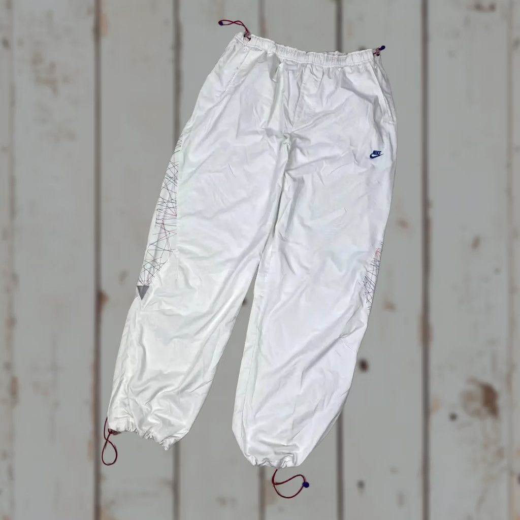 Nike VINTAGE Nike TN Track Pants Mens XL White Nylon Swoosh 00s Vintage Activewear Size US 36 / EU 52 - 1 Thumbnail