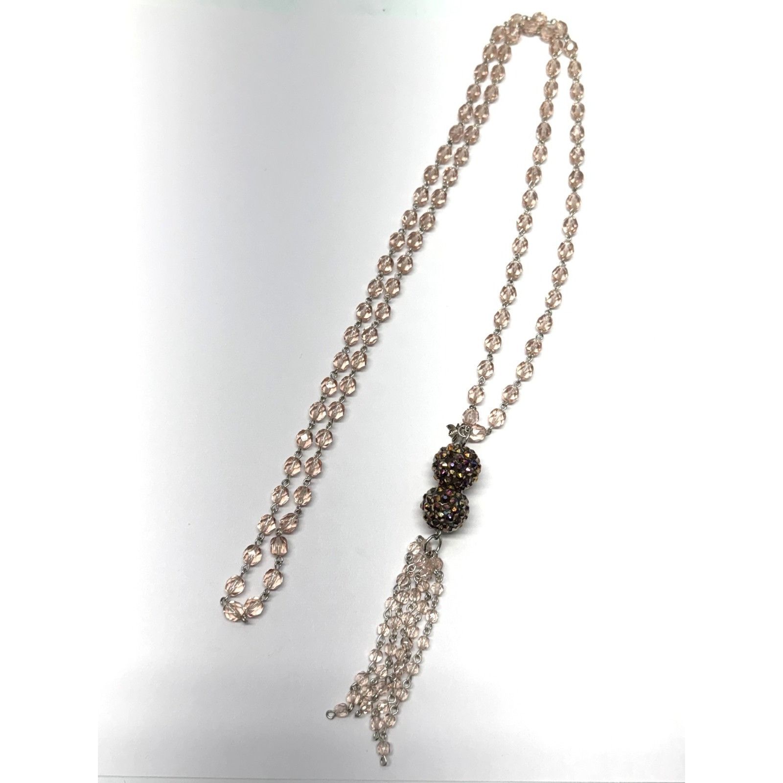 Vintage Vintage pink crystal beaded rhinestone tassel necklace Size ONE SIZE - 1 Thumbnail