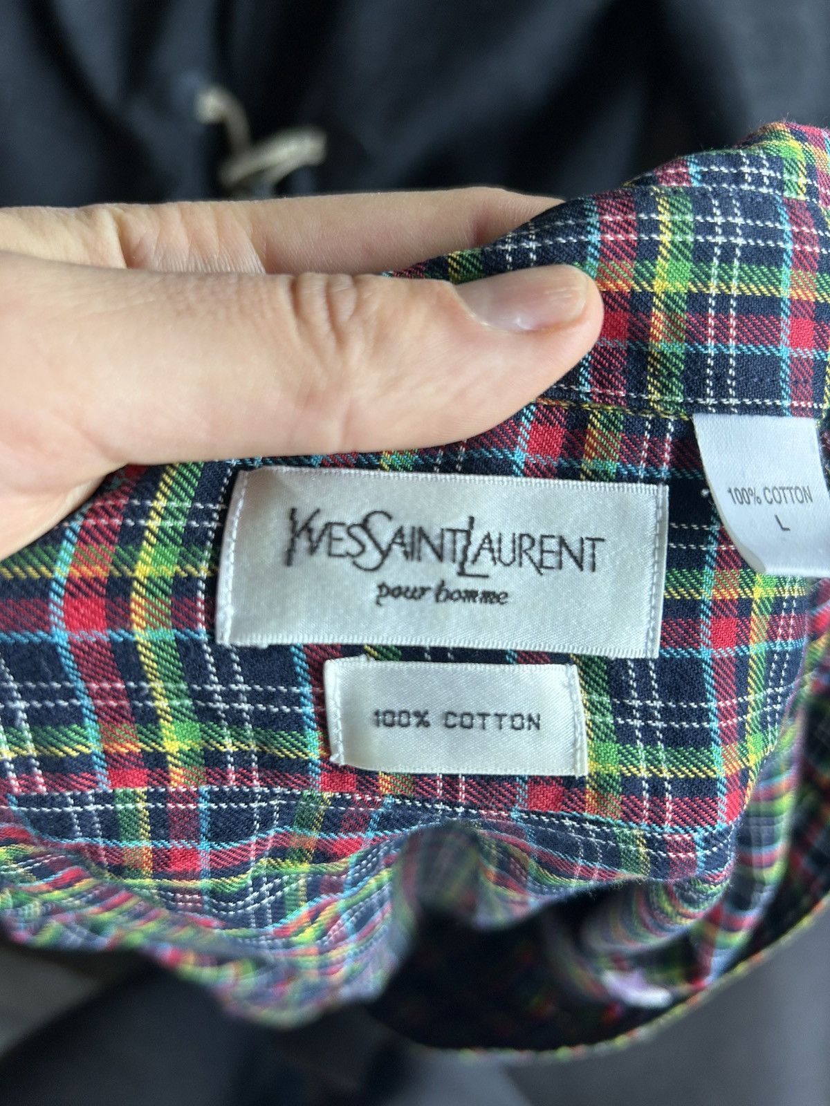 Yves Saint Laurent Yves Saint Laurent Plaid Cotton Shirt with Embroidered Logo Size US L / EU 52-54 / 3 - 11 Thumbnail