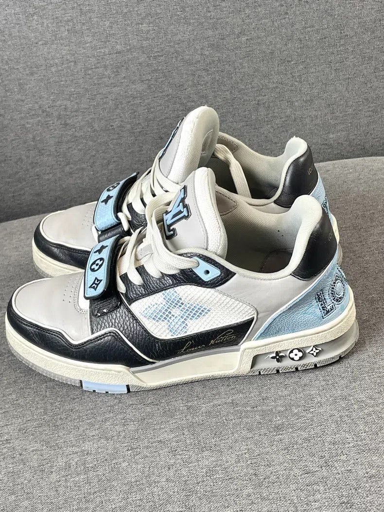 Louis Vuitton Louis Vuitton Trainer Blue and Black Velcro Board Shoes Size US 5.5 / EU 38 - 2 Thumbnail