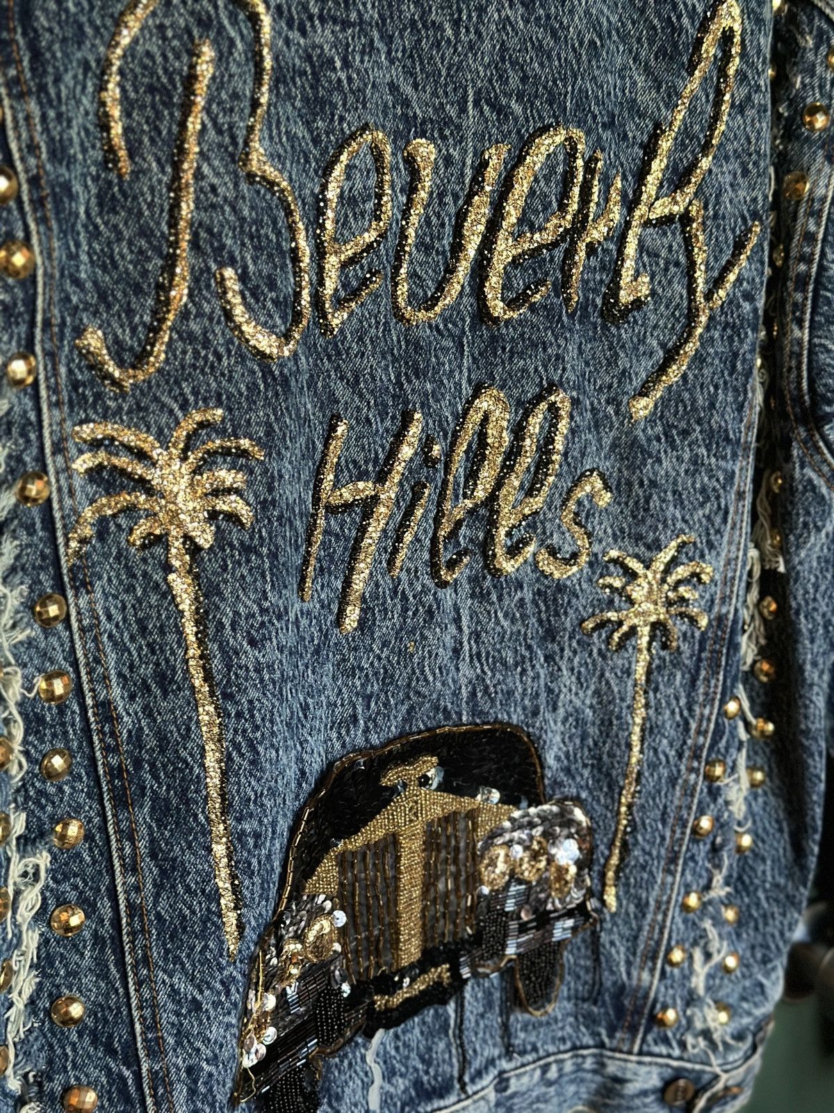 Other Custom Made Denim Jacket Beverly Hills Rolls Royce Studded Size US L / EU 52-54 / 3 - 8 Thumbnail