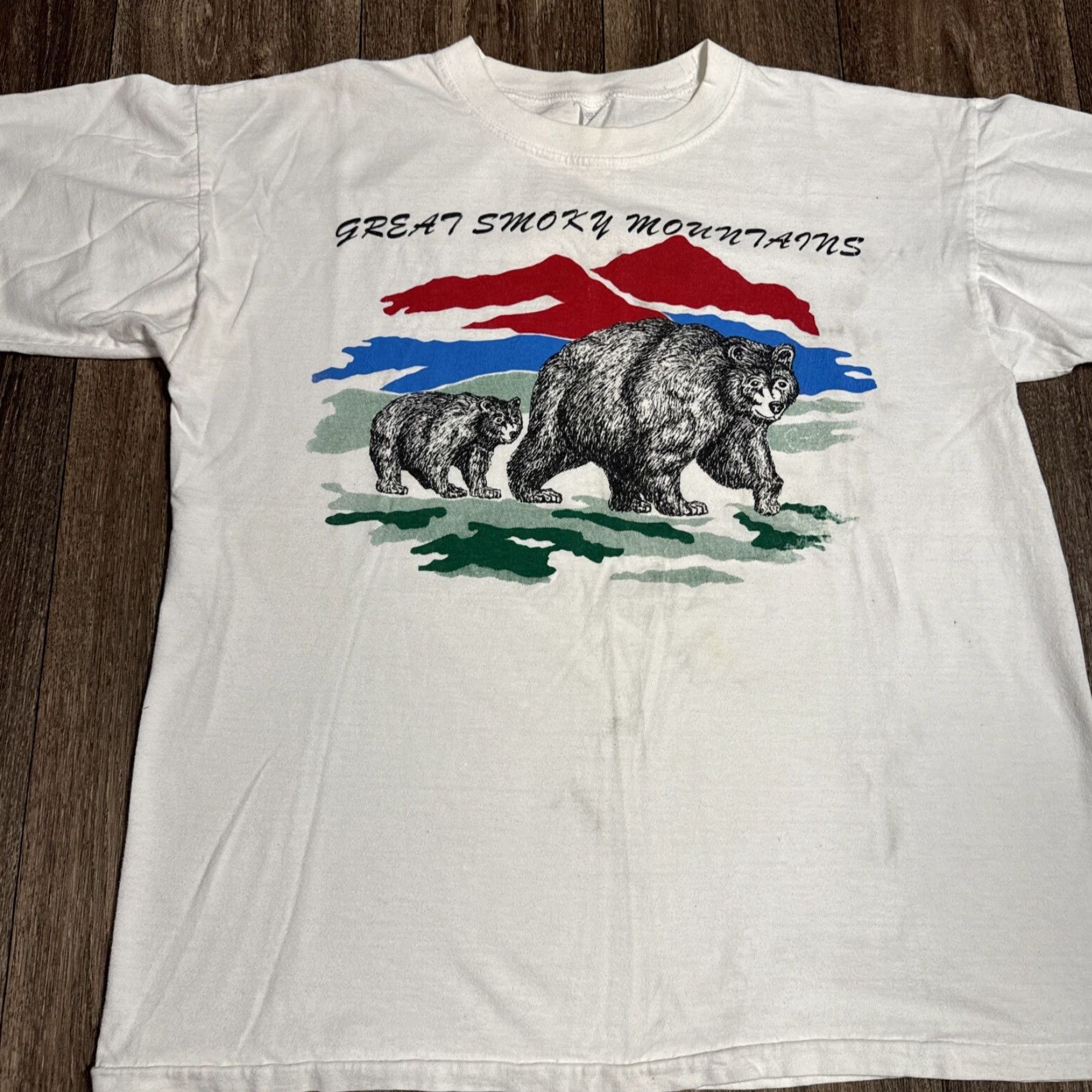 Vintage VINTAGE Great Smoky Mountains Nature Black Bear White T-Shirt L Men White 90s Bears Shirt Mens Size US L / EU 52-54 / 3 - 3 Thumbnail