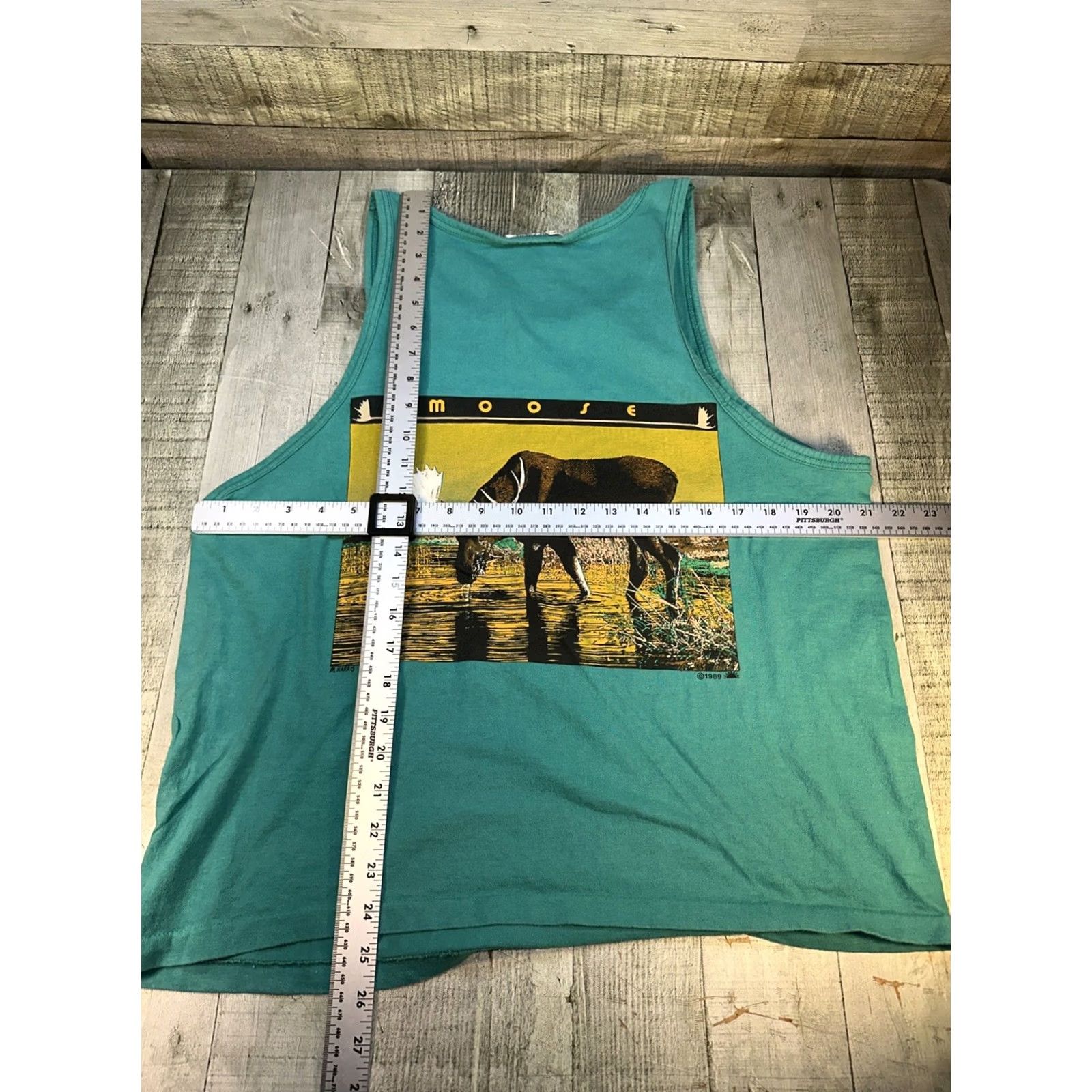Vintage VINTAGE Moose Graphic Tank Top USA XL Main Event Cotton Teal 1989 Saugatuck Michigan Mens Size US XL / EU 56 / 4 - 6 Thumbnail