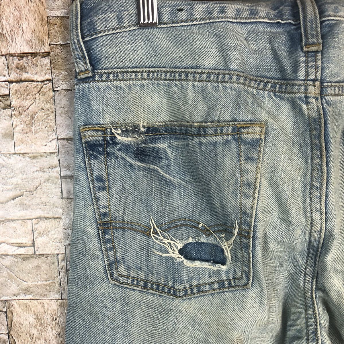Japanese Brand American Eagle Outfitters Blue Distressed Denim Pants #A57 Size US 29 - 16 Thumbnail