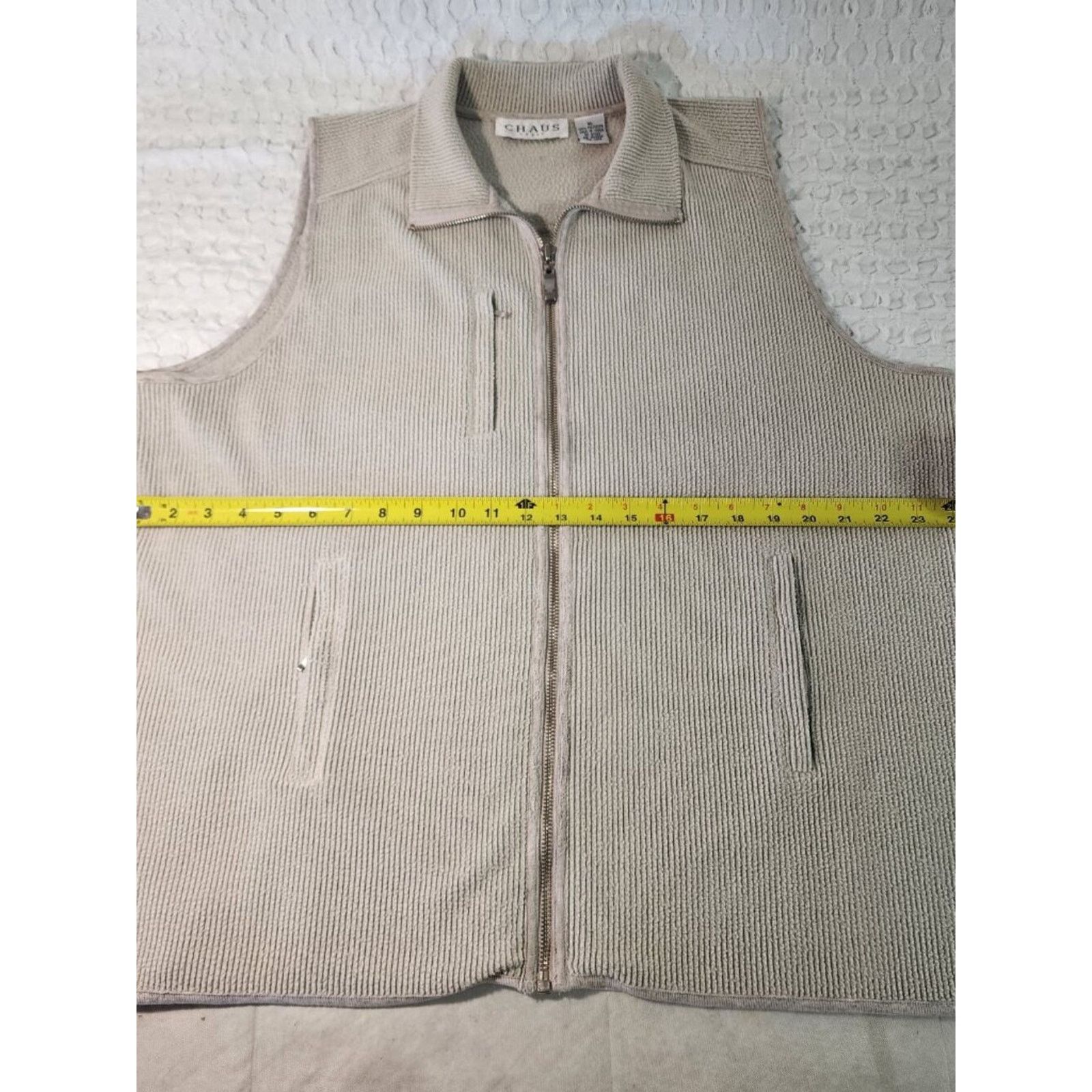 Chaps Chaus Sport Vintage XL Women's Beige Ribbed Vest Size XL / US 12-14 / IT 48-50 - 6 Thumbnail