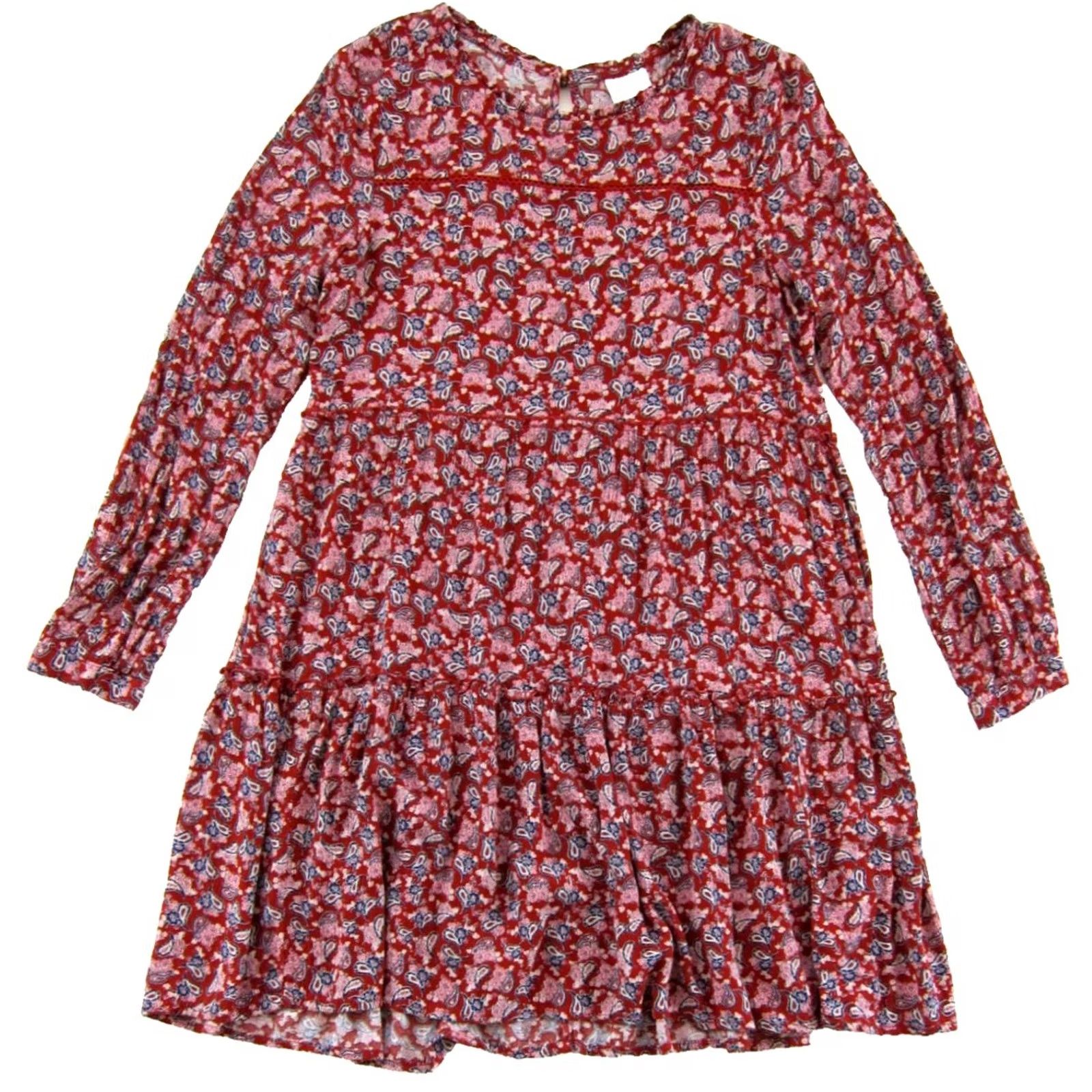 Vintage Knox Rose Pink Long Sleeve Floral Rayon Tiered Smock Dress L Size L / US 10 / IT 46 - 2 Thumbnail