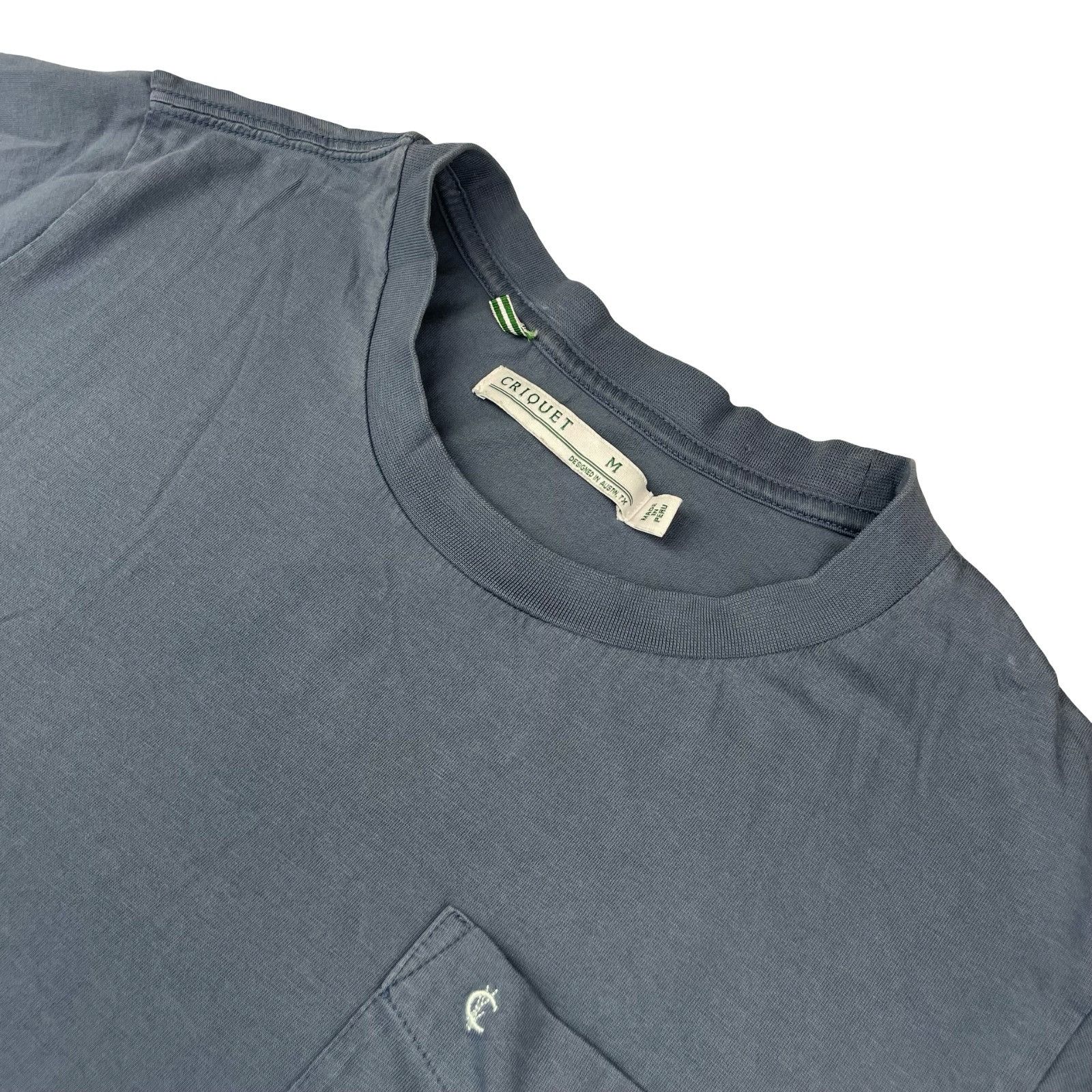 Criquet Criquet Men’s 100% Pima Cotton S/S Pocket T-Shirt Blue • Med Size US M / EU 48-50 / 2 - 1 Thumbnail