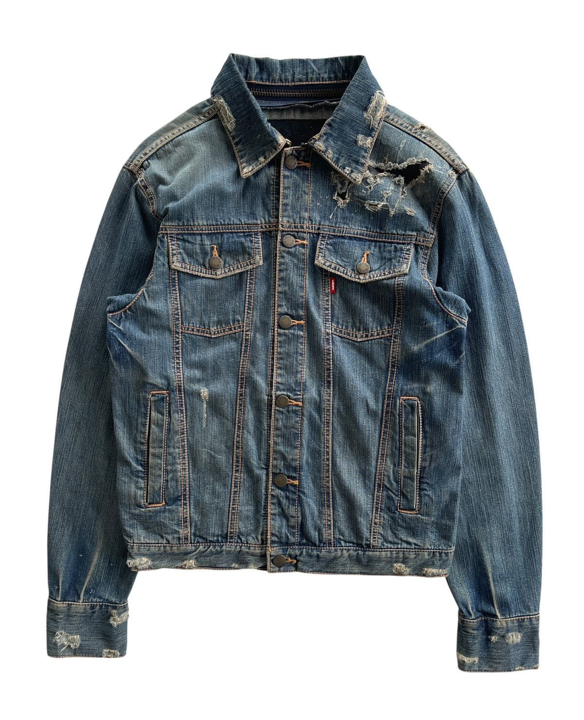 Japanese Brand MSGR Distressed Denim Jacket Size US M / EU 48-50 / 2 - 2 Thumbnail