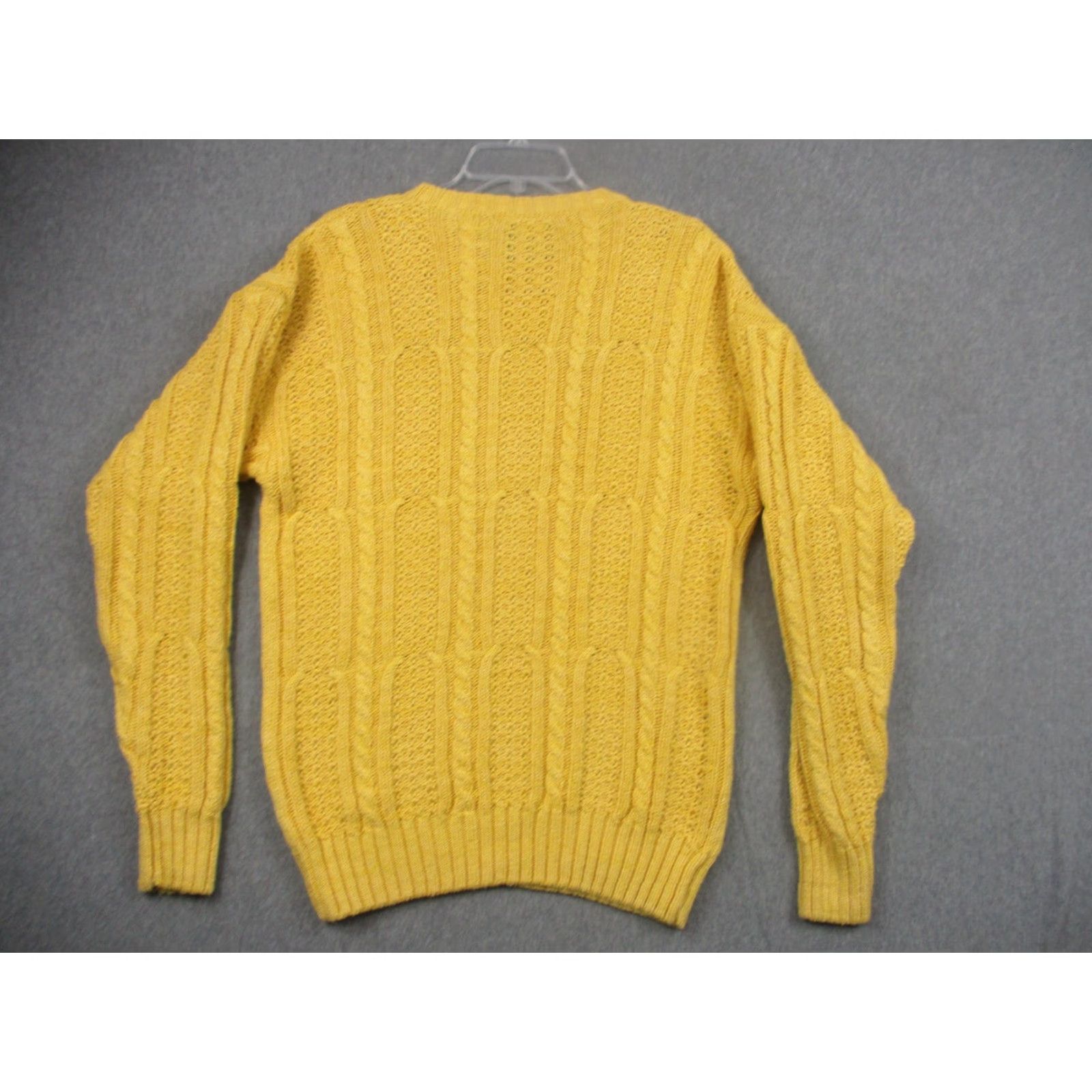 Vintage VINTAGE Preswick & Moore Sweater Mens Medium Yellow Cotton Cable-Knit Pullover 80s Size US M / EU 48-50 / 2 - 6 Thumbnail