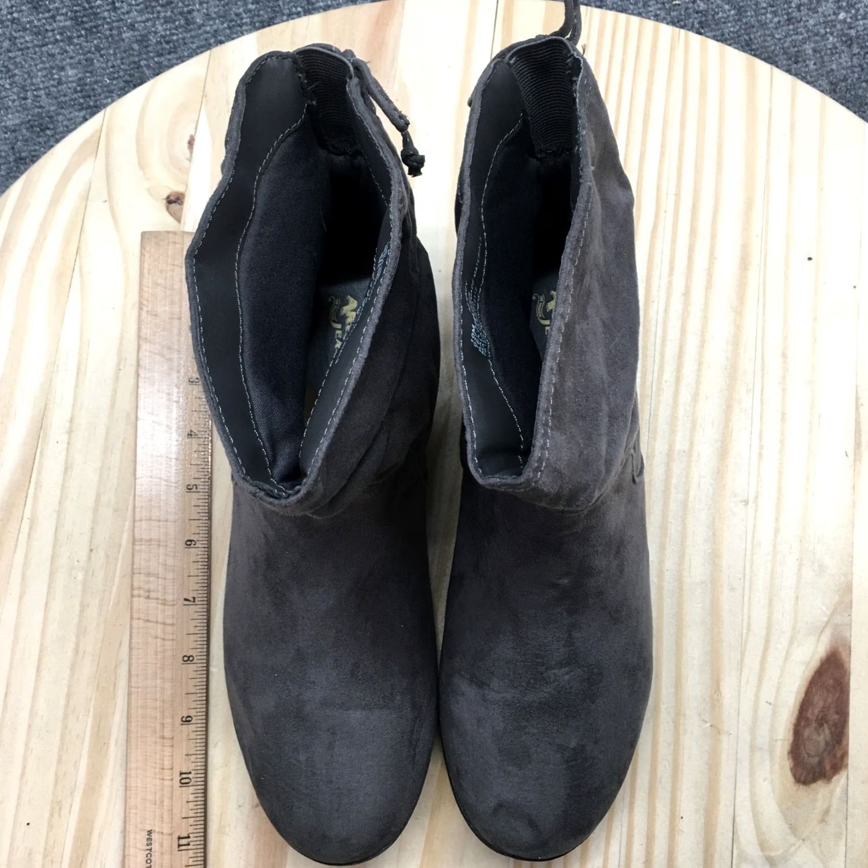 Vintage Arizona Jeans Co Boots Womens 10 M Kacy Ankle Bootie Gray Fabric Flat Casual Shoes Size 32" / US 10 / IT 46 - 6 Thumbnail