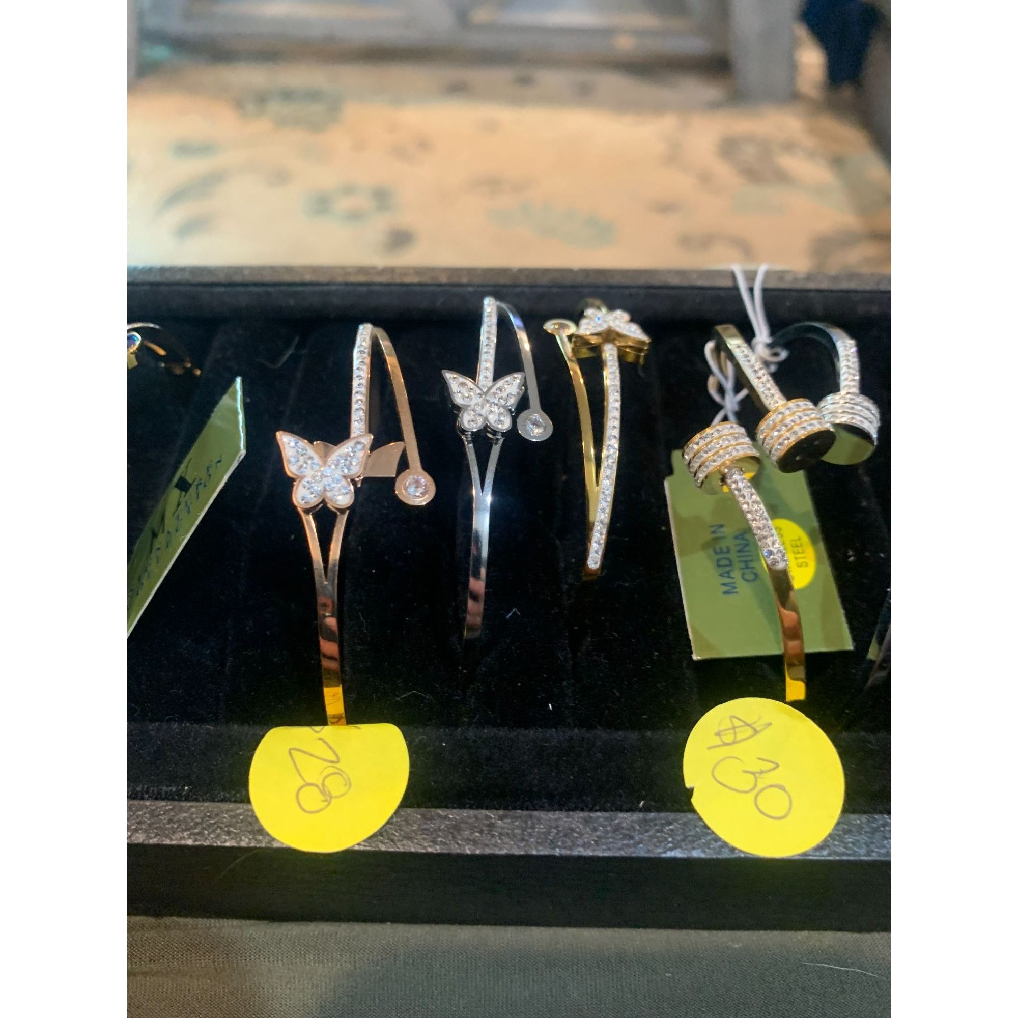 Other Butterfly Design Stainless Steel Bangles With Crystals Size ONE SIZE - 2 Thumbnail