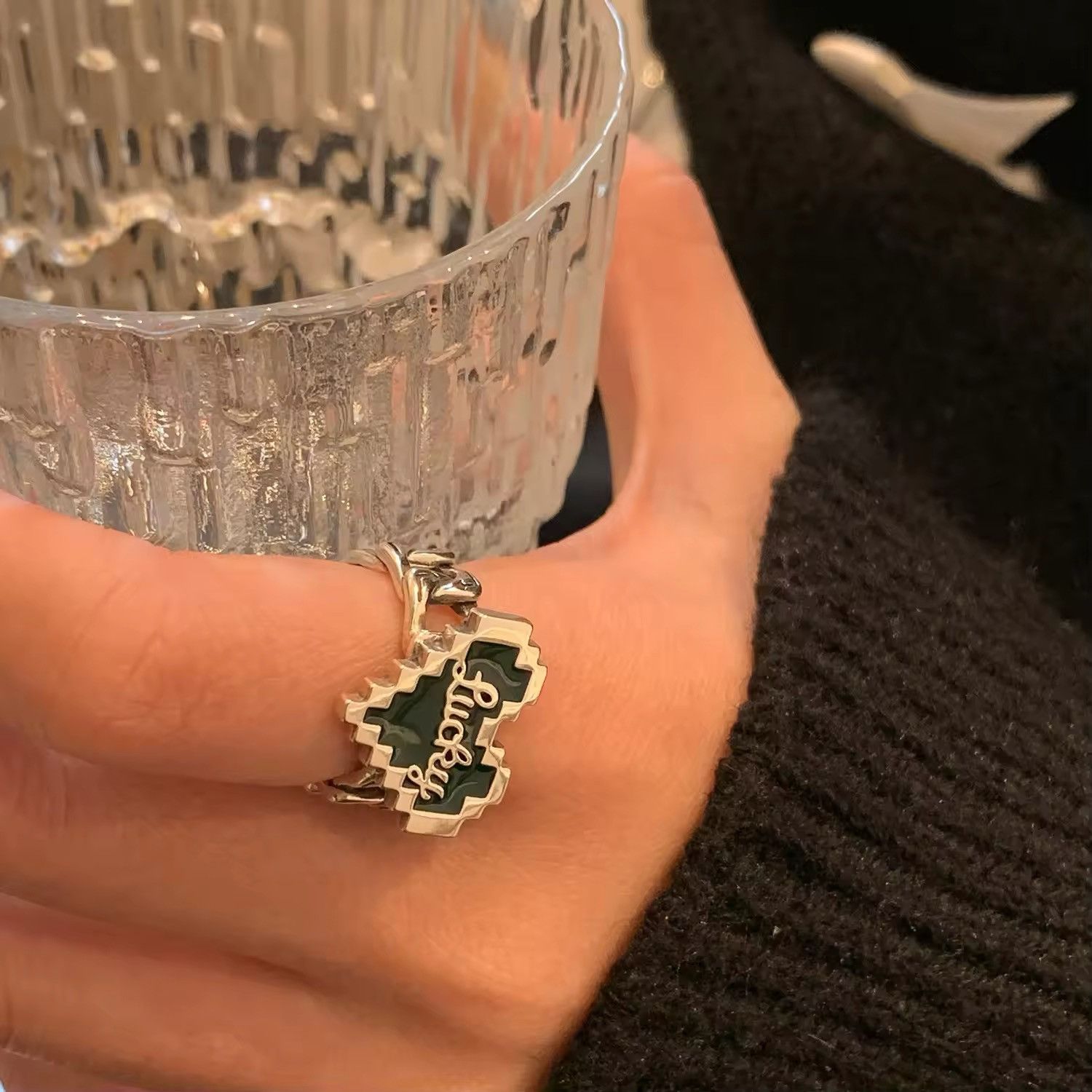 Other Luky Letter Heart Resizeable Ring Size ONE SIZE - 2 Thumbnail