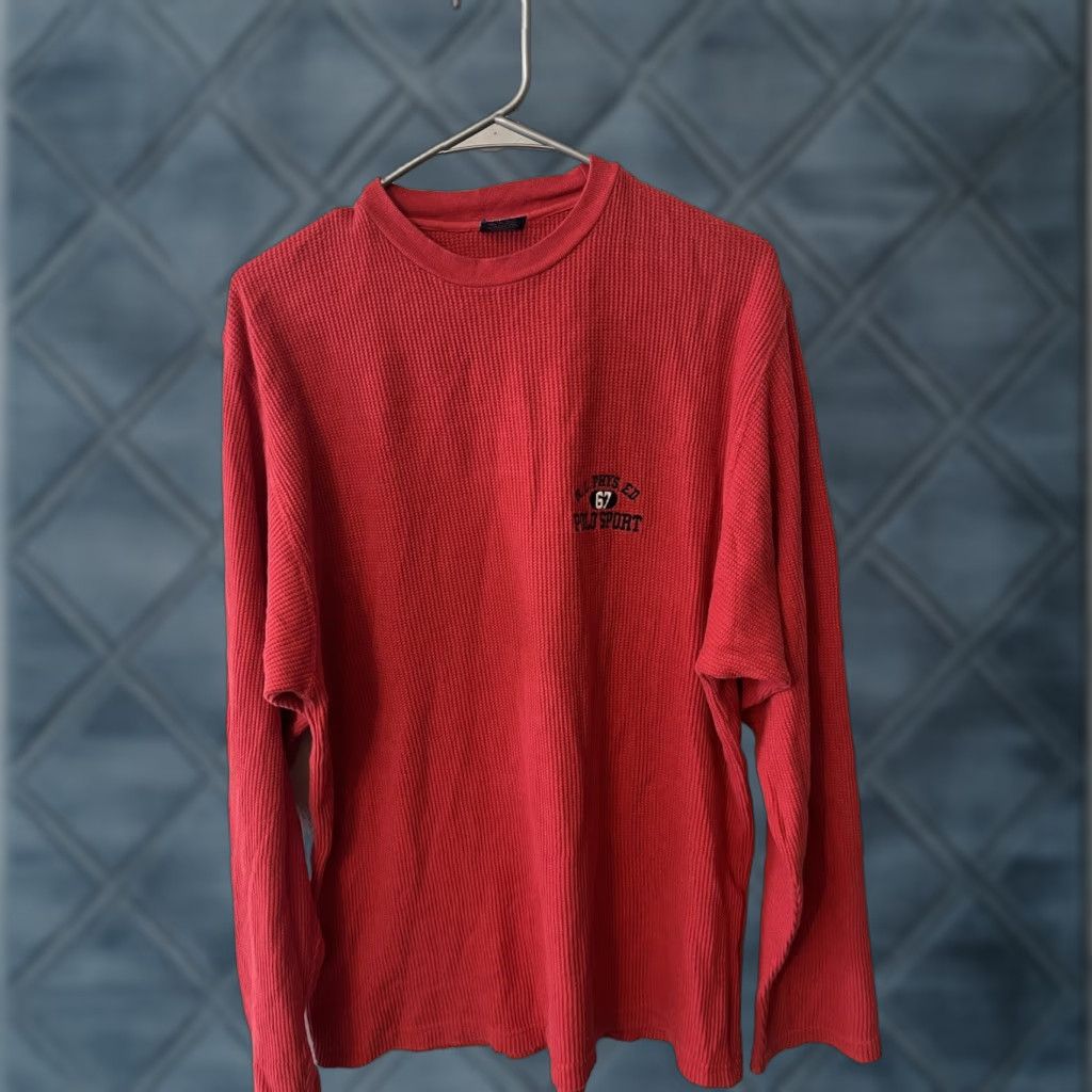 Polo Ralph Lauren Polo Ralph Lauren Polo Shirt Long Sleeve Red Cotton Knit XL Men’s Size US XL / EU 56 / 4 - 1 Thumbnail