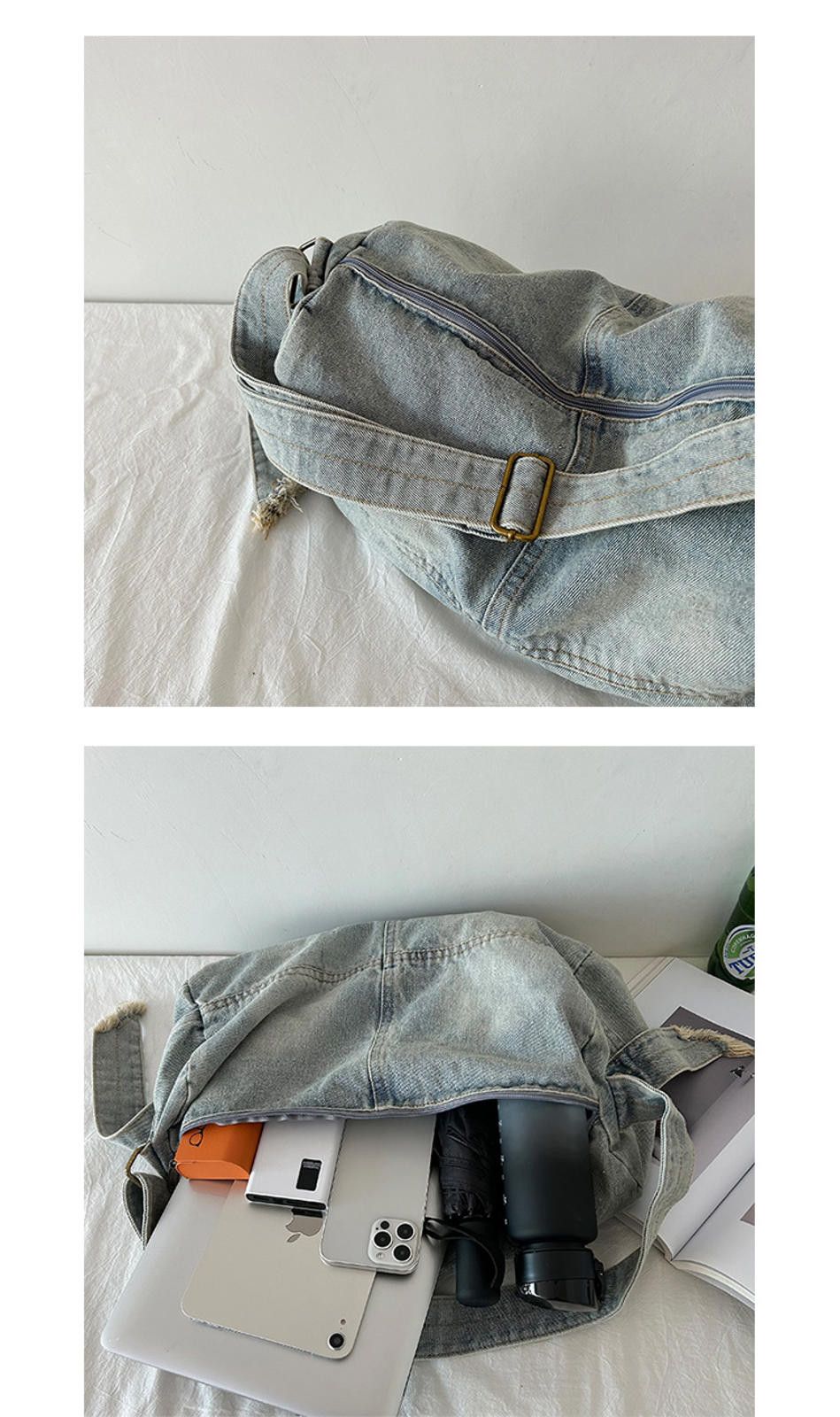 Jean Trendy Denim Crossbody Bag - Casual Fashion Size ONE SIZE - 7 Thumbnail