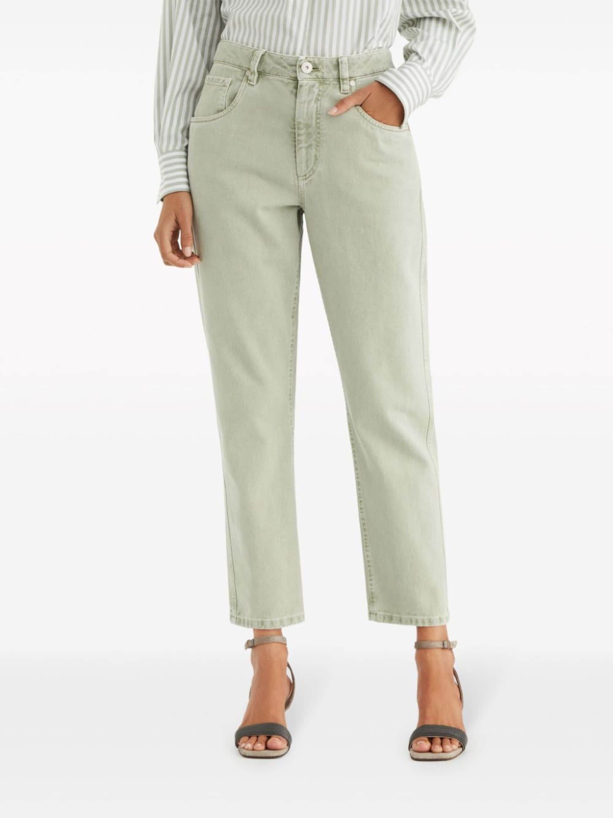 Brunello Cucinelli o1w1db10825 Woman Dyed Pants in Light Pastel Green Size 30" / US 8 / IT 44 - 1 Thumbnail