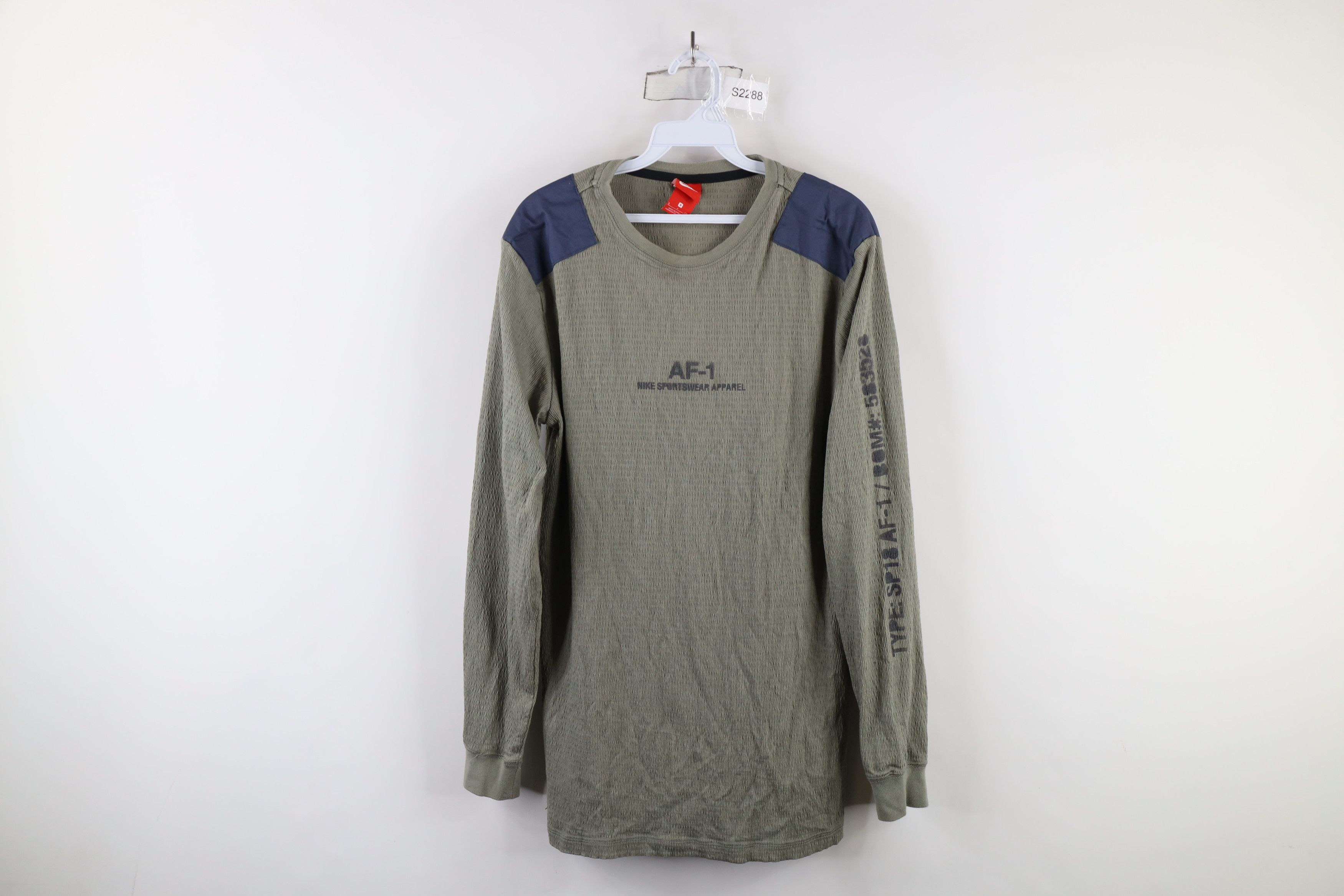 Nike × Vintage Nike Sportswear Air Force 1 Knit Long Sleeve T-Shirt Green Size US S / EU 44-46 / 1 - 1 Thumbnail