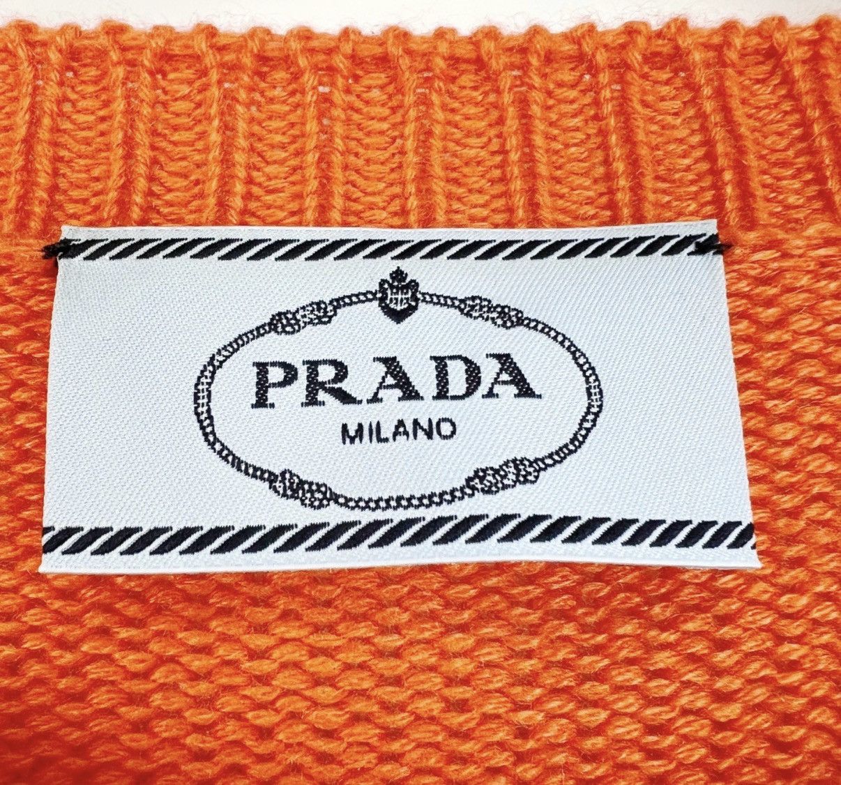 Prada Prada Orange Cashmere Knit Logo Sweater K12 Size US XS / EU 42 / 0 - 4 Thumbnail
