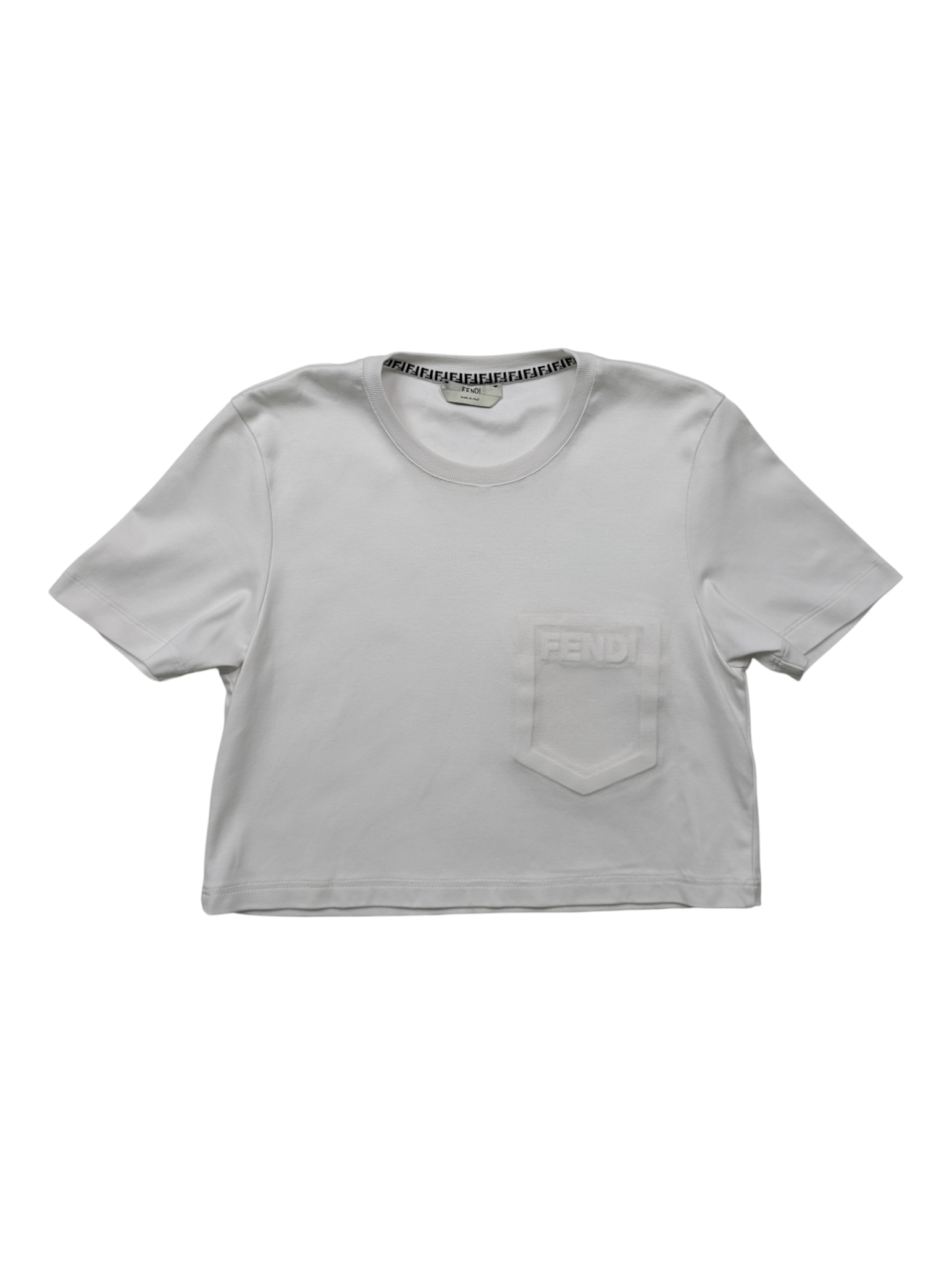 Fendi Fendi White Cropped Top With On-Tone Embossed Logo Size S / US 4 / IT 40 - 1 Thumbnail