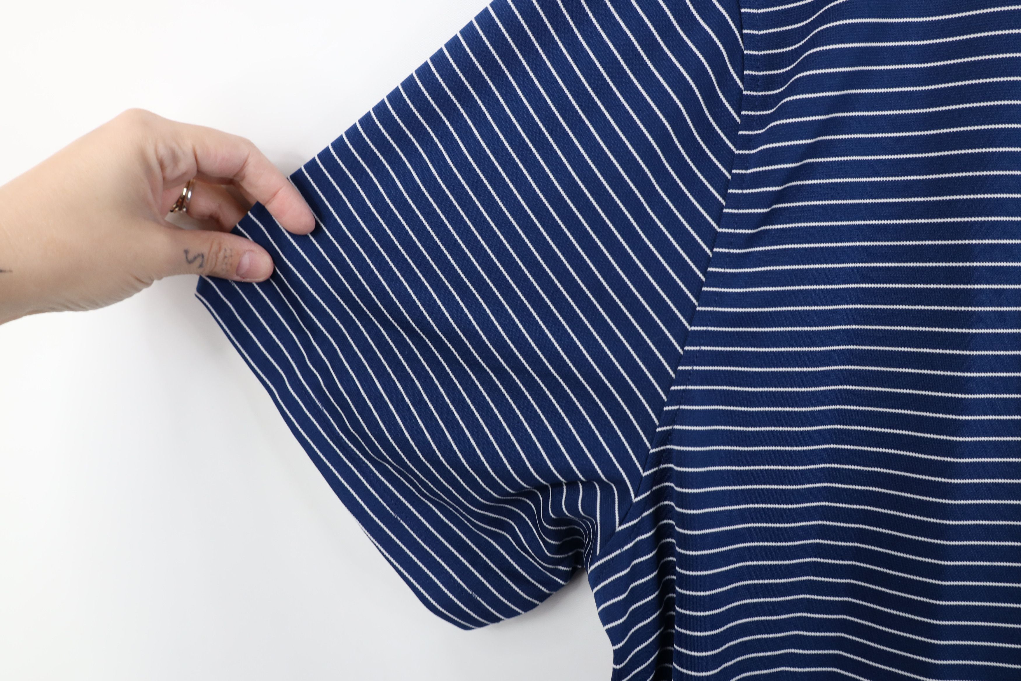 Nike Nike Scott Mini Swoosh Pinstriped Knit Golf Polo Shirt Blue Size US XXL / EU 58 / 5 - 7 Thumbnail