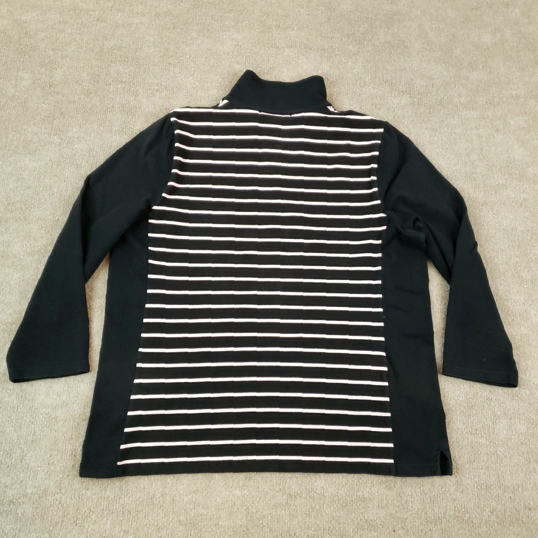 Ralph Lauren Lauren Ralph Lauren Women's XL Black Pink Striped Sweater 1/4 Zip Stretch Long Sleeve Cotton Size XL / US 12-14 / IT 48-50 - 7 Thumbnail