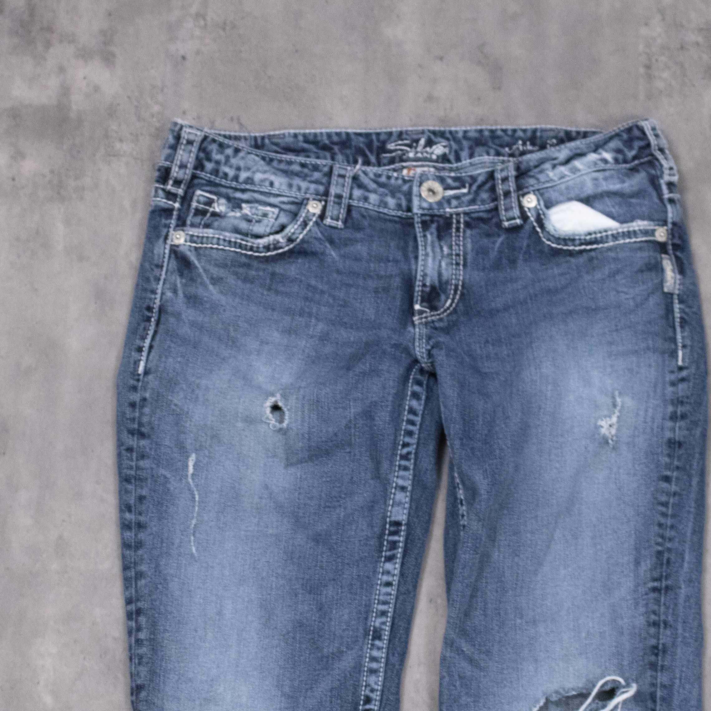 Silver Jeans Co. Y2K Silver Jeans Co Aiko Bootcut Distressed Denim Jeans Size US 33 - 8 Thumbnail