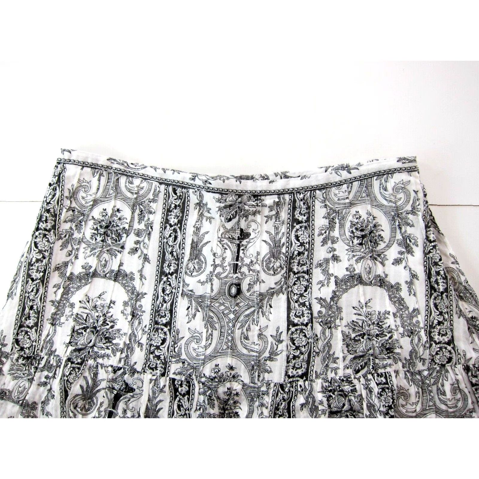 Stetson VINTAGE Stetson Skirt Women A-Line Paisley 100% Cotton Black White Floral Medium Size 32" / US 10 / IT 46 - 4 Thumbnail