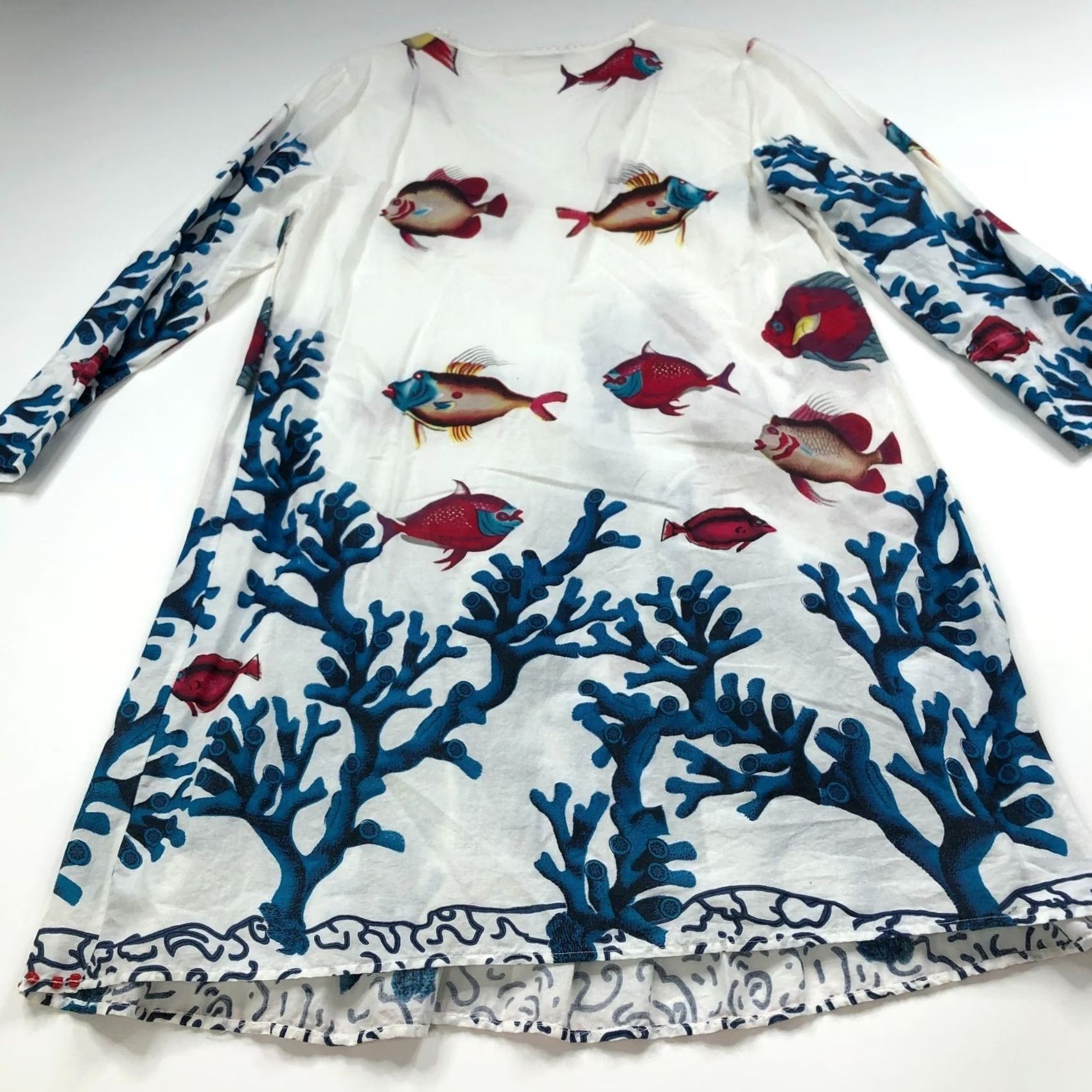 Soft Surroundings Soft Surroundings Dress Womens Medium Above Knee 3/4 Sleeve Fish All Over Print Size M / US 6-8 / IT 42-44 - 7 Thumbnail