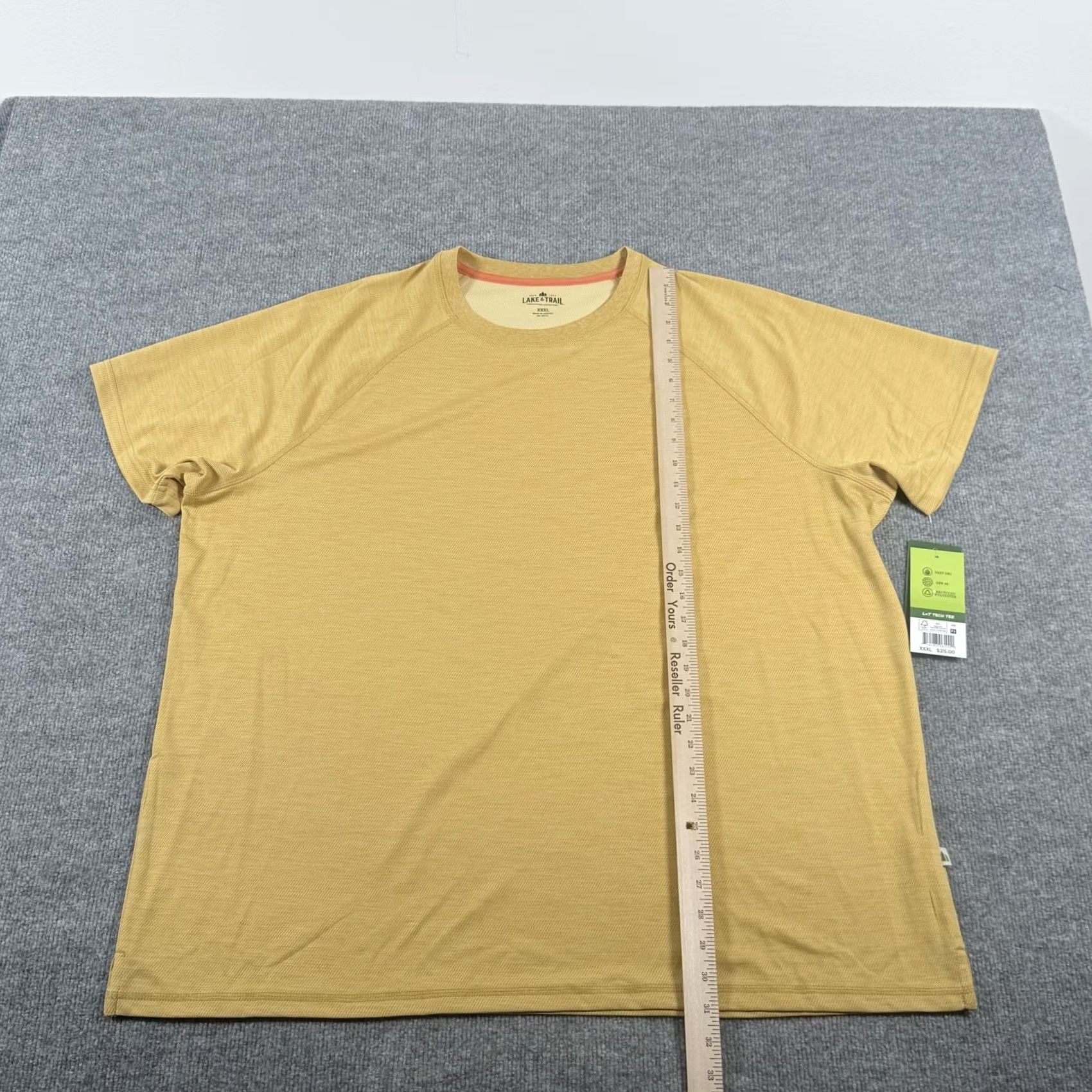 Vintage Lake & Trail Shirt Mens 3XL Yellow Fast Dri Tech Tee UPF 30 Recycled Polyester Size US XXL / EU 58 / 5 - 4 Thumbnail