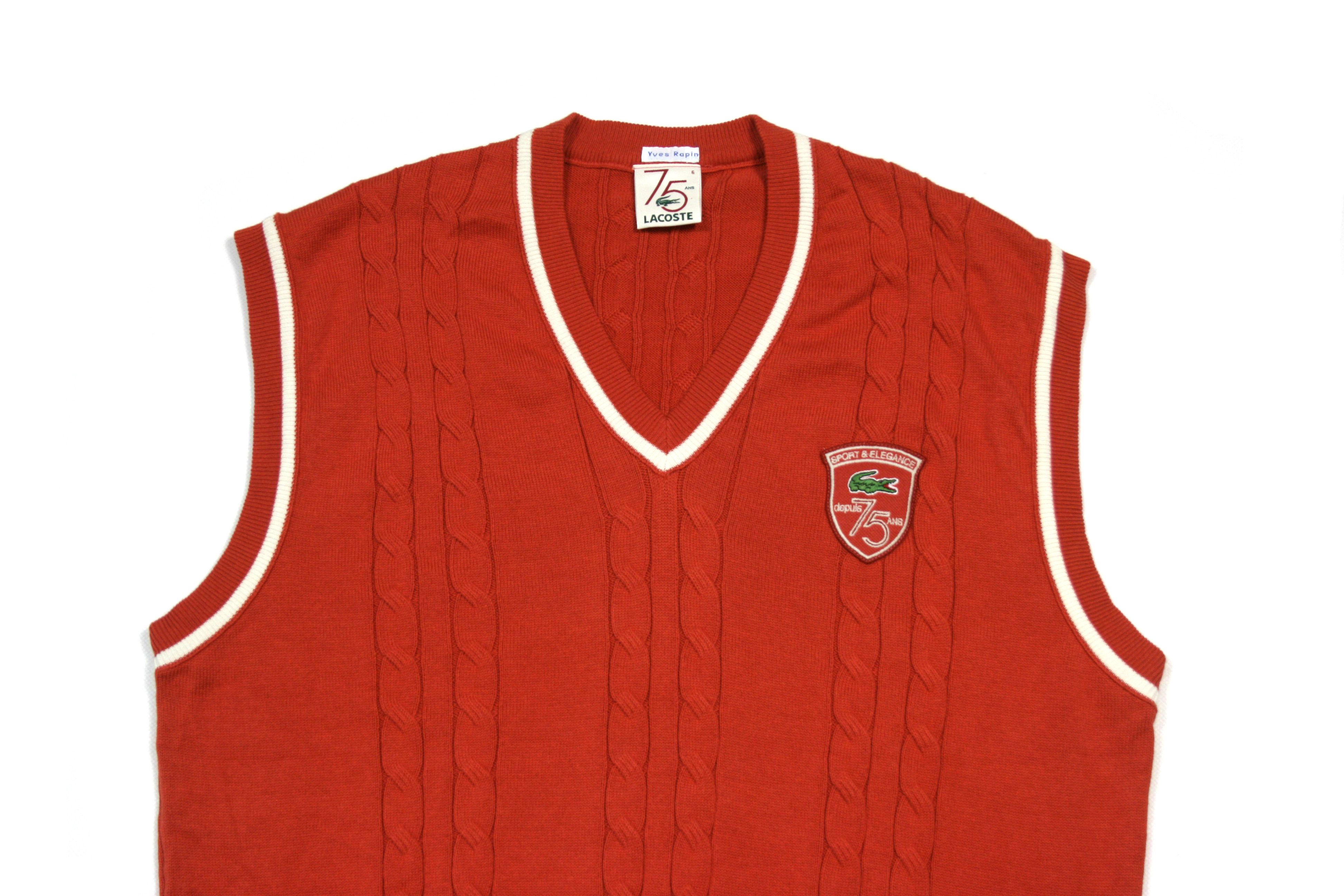 Lacoste Rolland Garros 75 Ans Cable Knit Vest Size US M / EU 48-50 / 2 - 3 Thumbnail