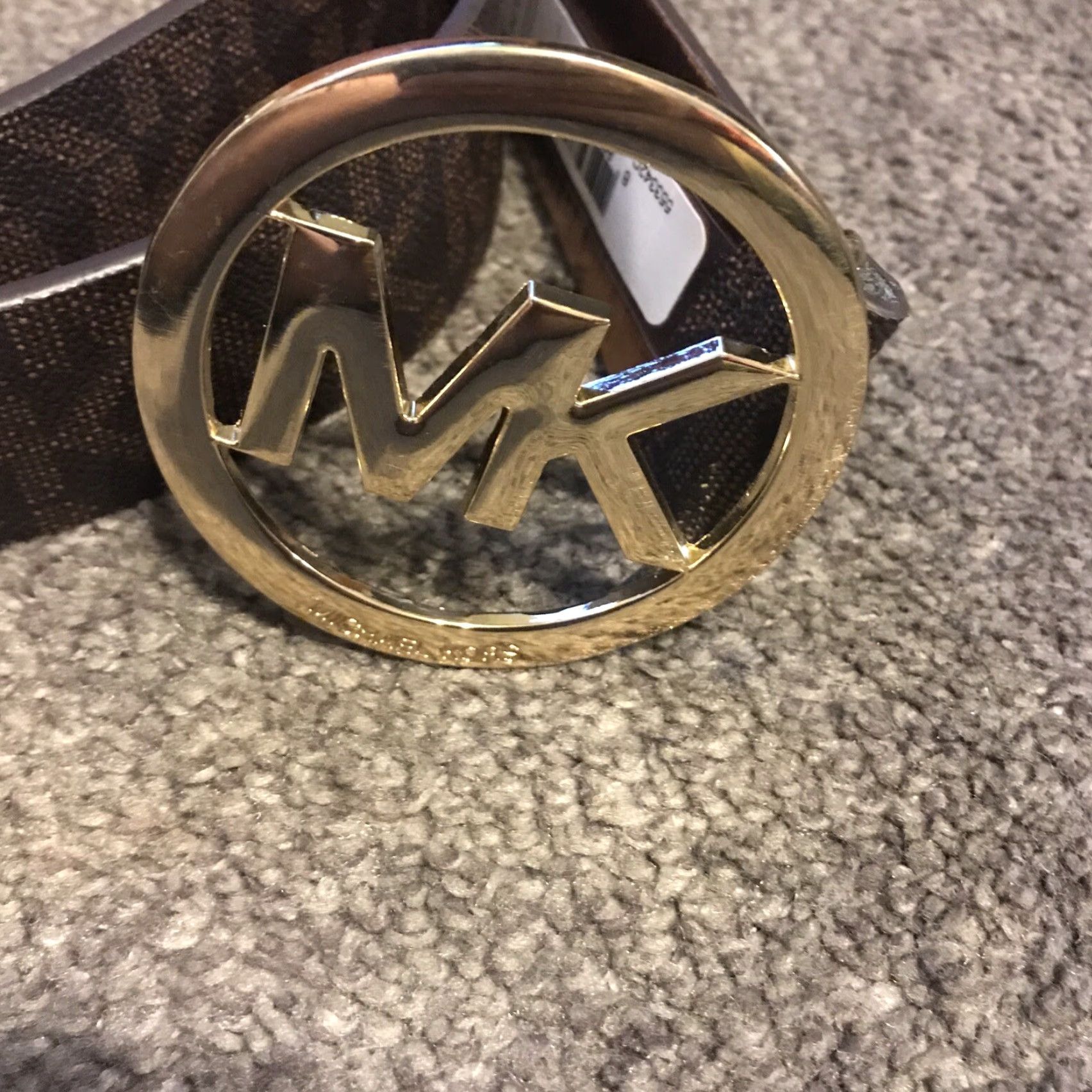 Michael Kors VINTAGE MICHAEL KORS Brown Signature Belt Gold Buckle L Women Belt Brown Gold-Plated Buckle MK Signature Belt Women L Size ONE SIZE - 2 Thumbnail