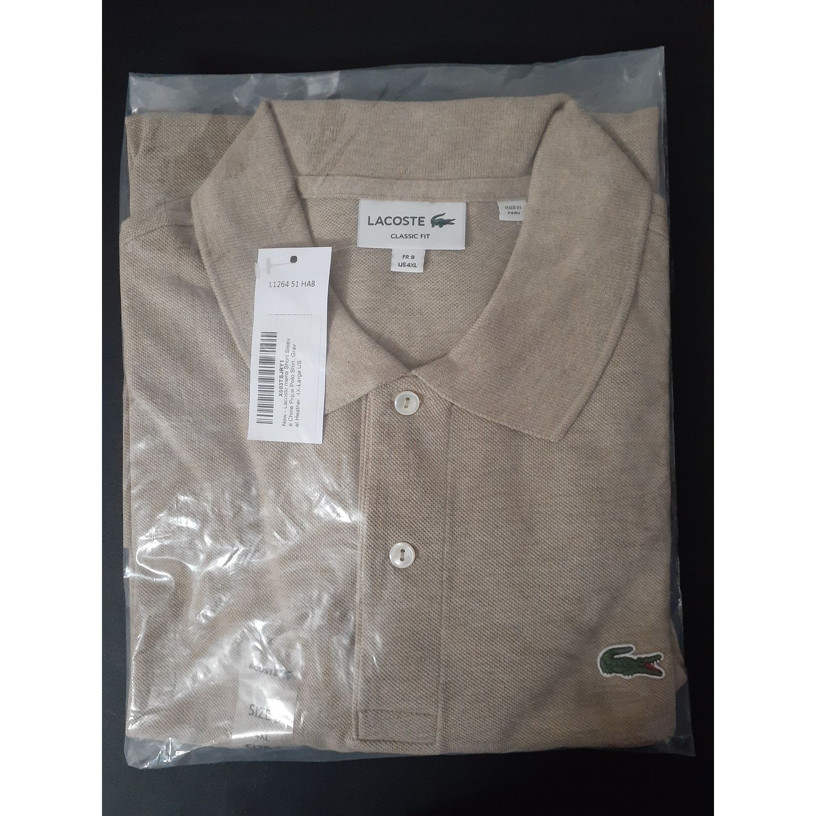 Lacoste Lacoste Men's Short Sleeve Chine Pique Polo Shirt Gray 4XL Size US XXL / EU 58 / 5 - 2 Thumbnail