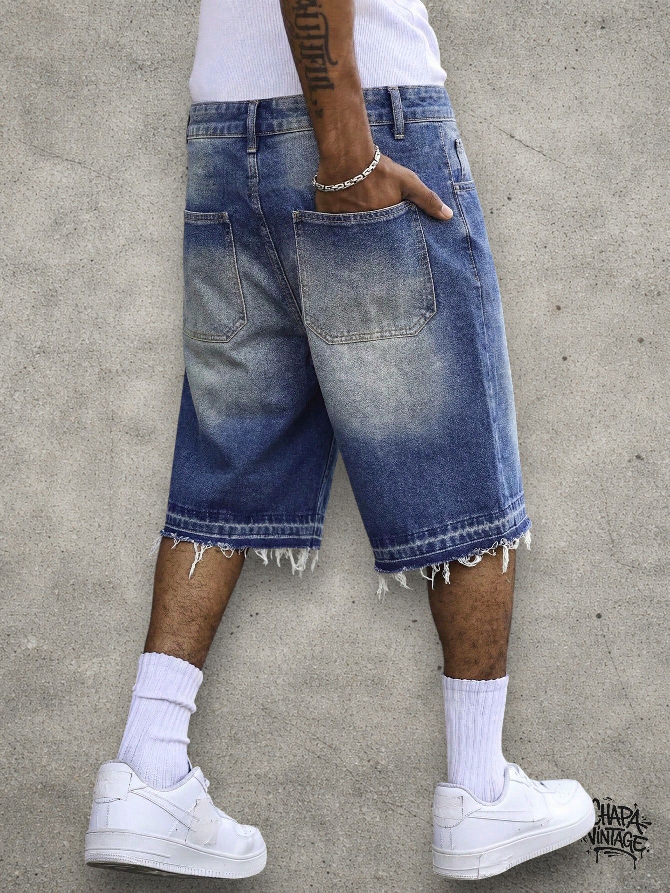 Japanese Brand Distressed washed denim shorts Size US 32 / EU 48 - 3 Thumbnail