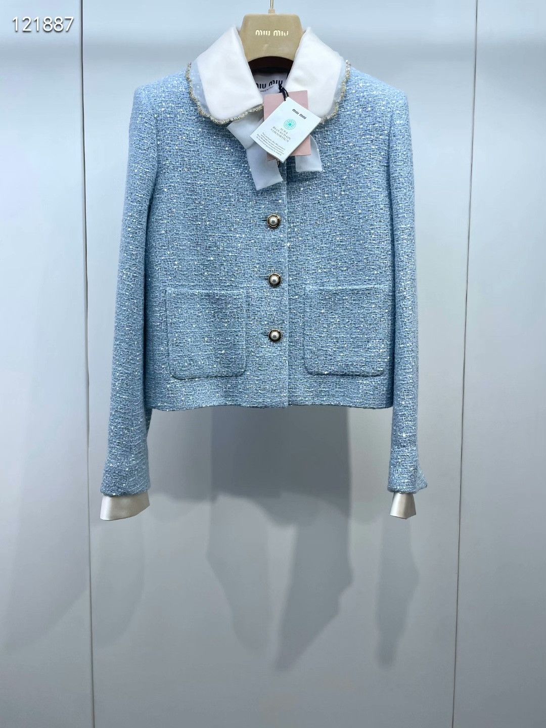 Miu Miu Miu Miu Baby Blue Bow Sequin Coat Size XS / US 0-2 / IT 36-38 - 1 Thumbnail