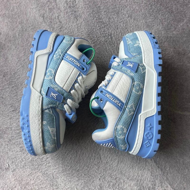 Louis Vuitton Louis Vuitton Trainer Maxi Blue and White Sneakers -2508 Size US 7.5 / EU 40-41 - 8 Thumbnail