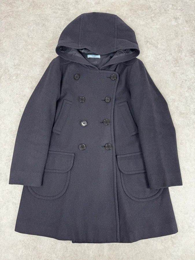 Prada AW2011 Prada Navy Asymmetrical Wool Double-Breasted Long Jacket Size US XS / EU 42 / 0 - 1 Thumbnail