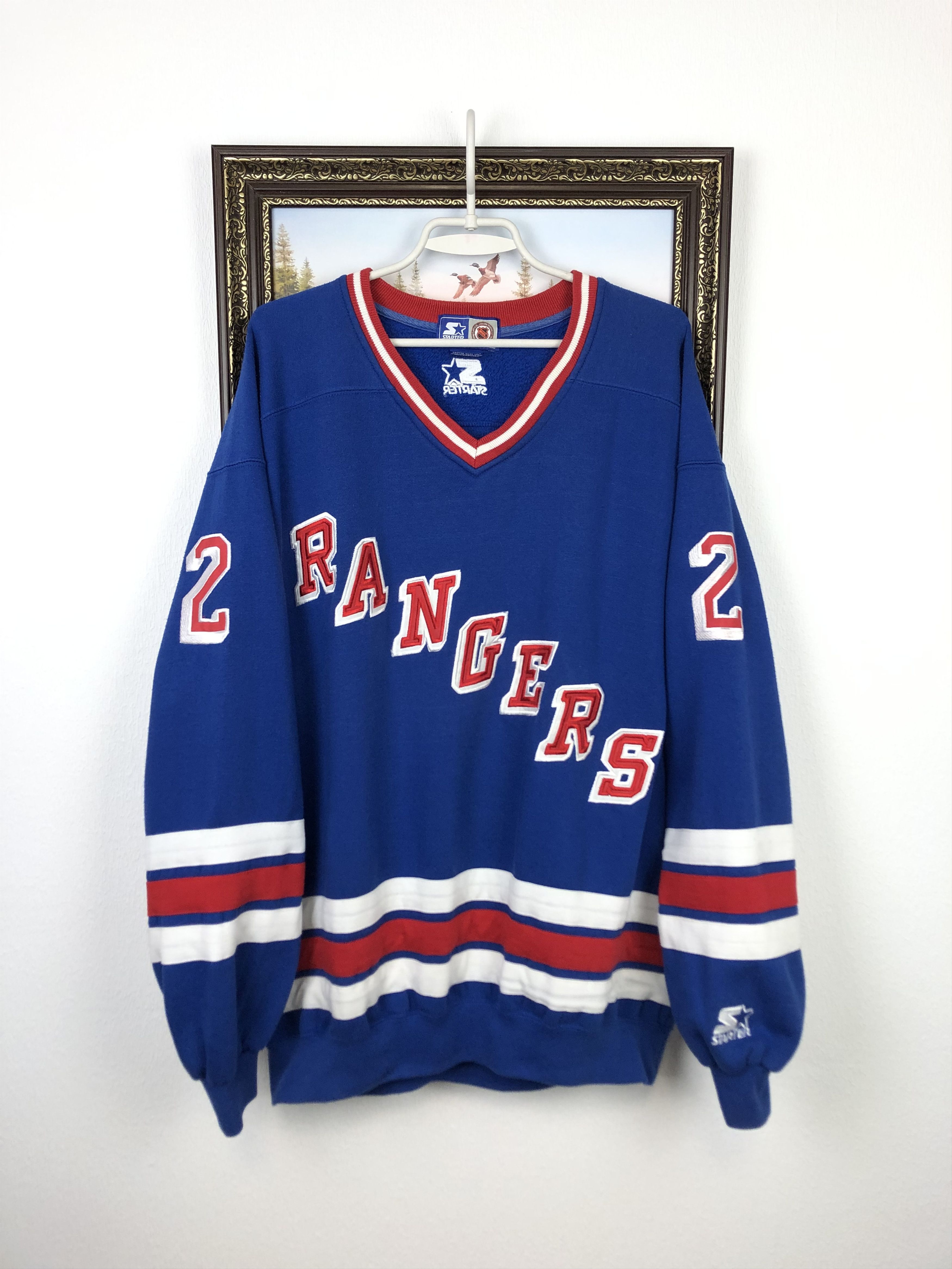 Starter Vintage Stanley Cup Brian Leetch New York Rangers Sweatshirt Size US XL / EU 56 / 4 - 4 Thumbnail