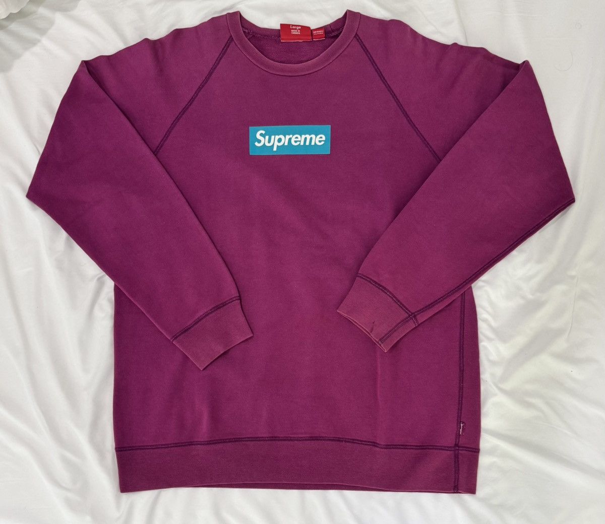Supreme Supreme Magenta Screenprint Box Logo Crewneck 2007 Size US L / EU 52-54 / 3 - 2 Thumbnail