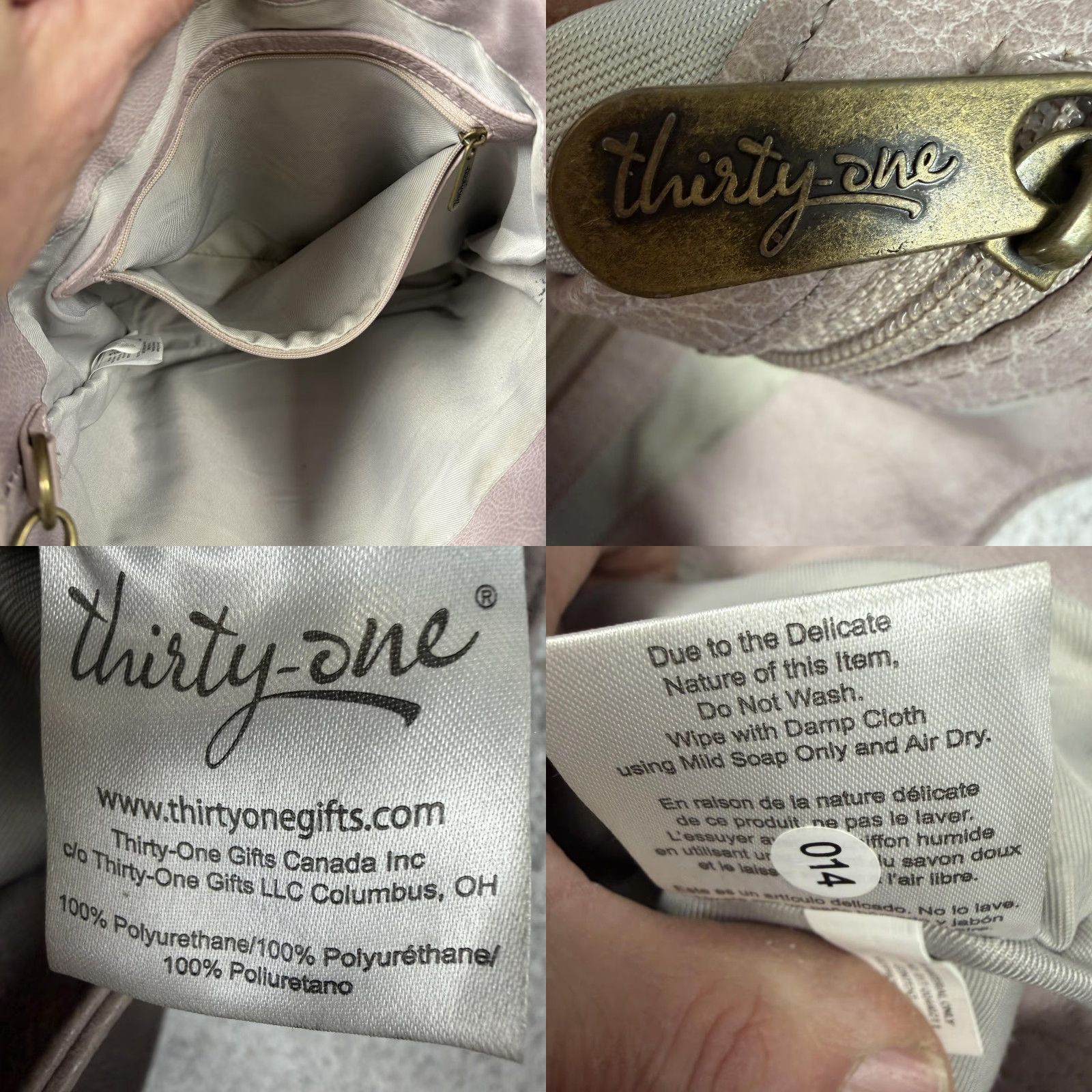 Vintage Thirty-One Tote Bag Womens Medium Taupe Faux Leather Crossbody Purse - Classic, Preppy, Casual, Travel - White? Size ONE SIZE - 8 Thumbnail