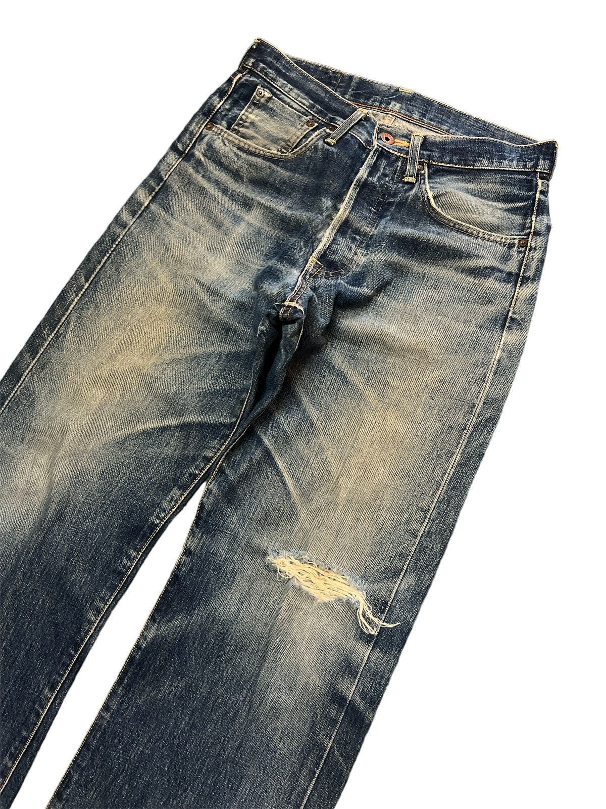 Designer × Japanese Brand × Vintage THRASHED💥EDWIN 505x DISTRESSED DENIM PANT Size US 29 - 6 Thumbnail