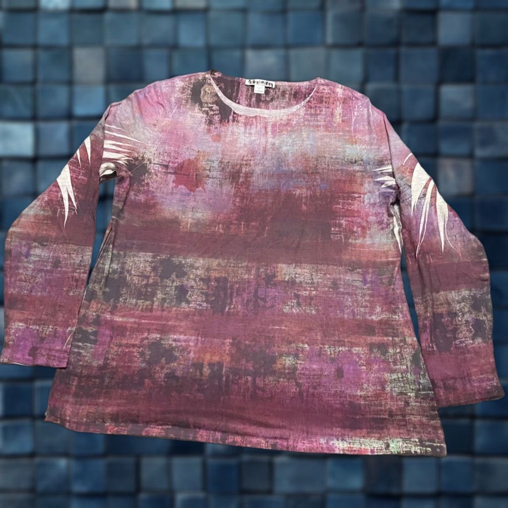 Coldwater Creek Coldwater Creek Womens Blouse Shirt Multicolor Geometric Long Sleeve Round Neck L Adult Womens Size L / US 10 / IT 46 - 1 Thumbnail