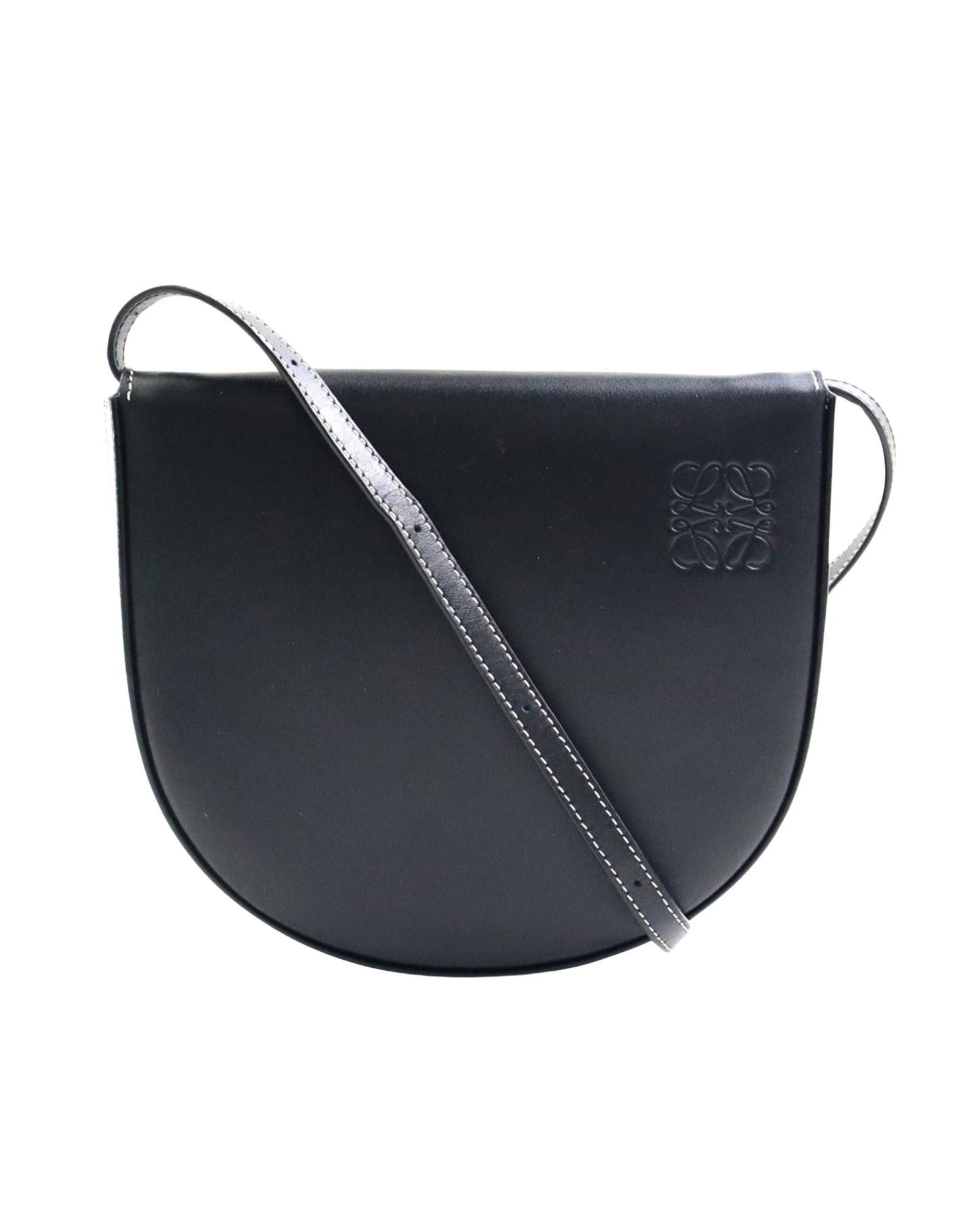 image of Loewe Sophisticated Leather Shoulder Bag in Black, Women's