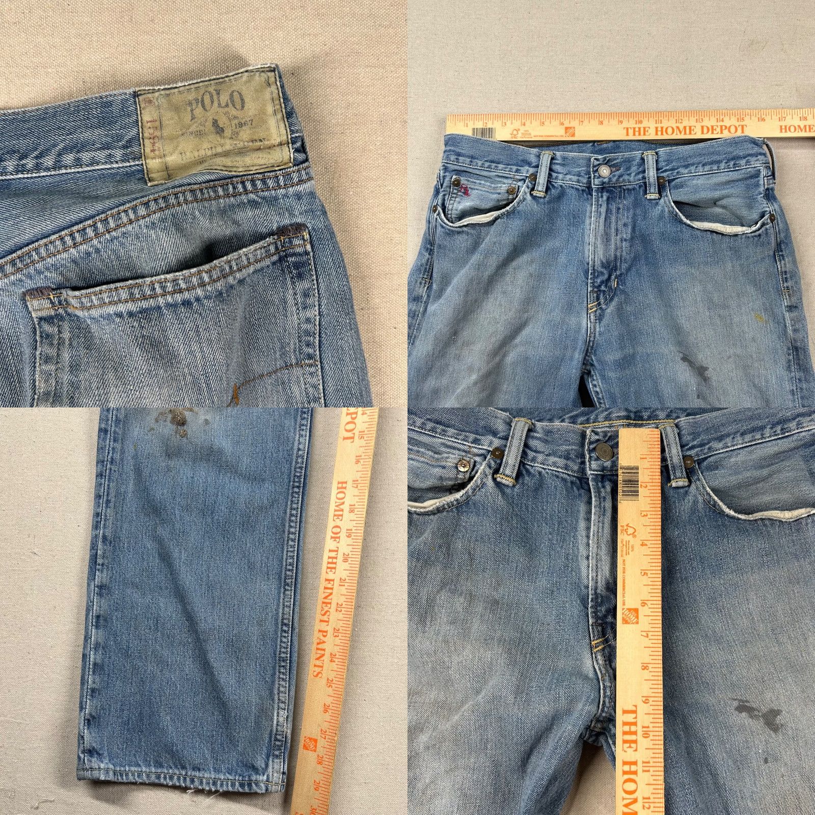 Polo Ralph Lauren VINTAGE Polo Ralph Lauren Jeans Mens 33x32 Classic Fit Distressed Denim 5-Pocket Blue Cotton Jeans Mens Regular 30in Inseam Girls? Size US XS / EU 42 / 0 - 8 Thumbnail