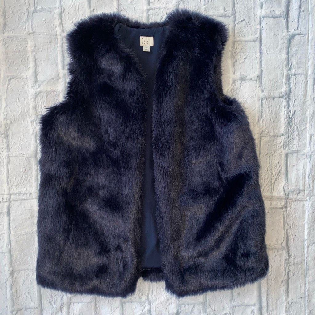 Other A New Day women S open front sleeveless faux fur jacket navy Size S / US 4 / IT 40 - 8 Thumbnail