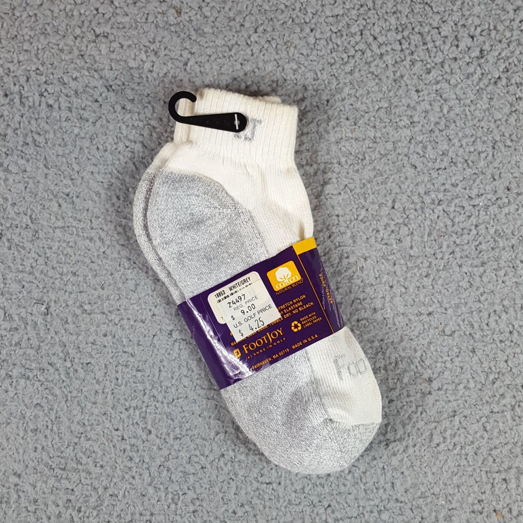 Footjoy FootJoy Juniors Golf Socks 5-9 White Cotton Athletic Low Cut Preppy Sports Mens Size ONE SIZE - 5 Thumbnail