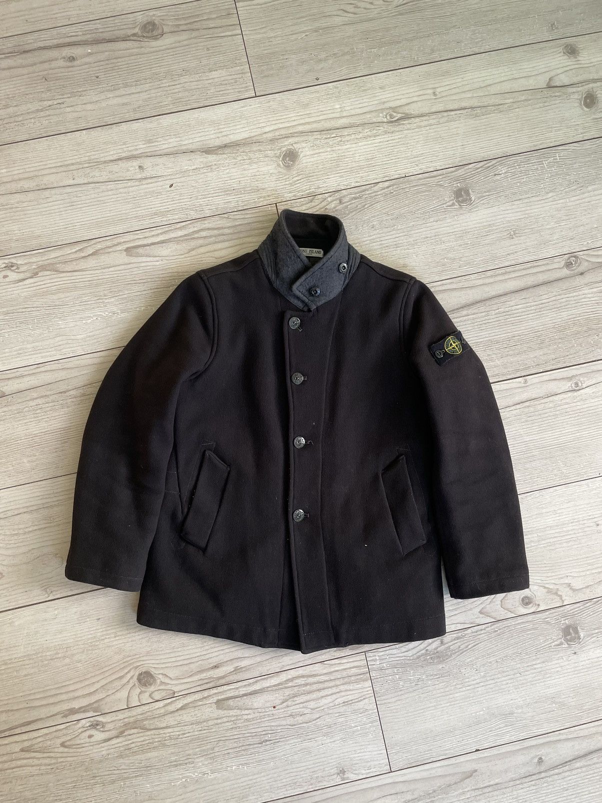 image of Italian Designers x Stone Island Junior Vintage Heavy Coat in Black, Men's (Size XS)