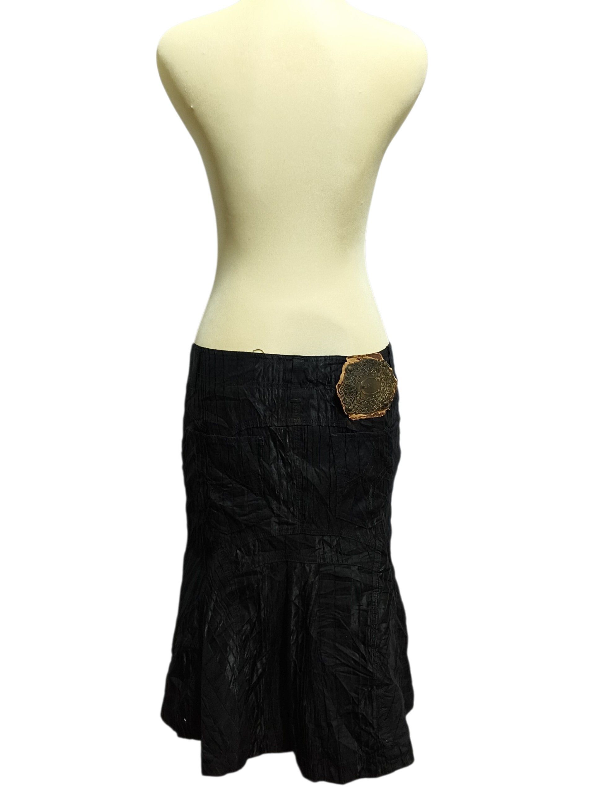 Just Cavalli Just Cavalli Gothic and Punk Crinkle Panel Midi Skirt Dark Size 30" / US 8 / IT 44 - 2 Thumbnail