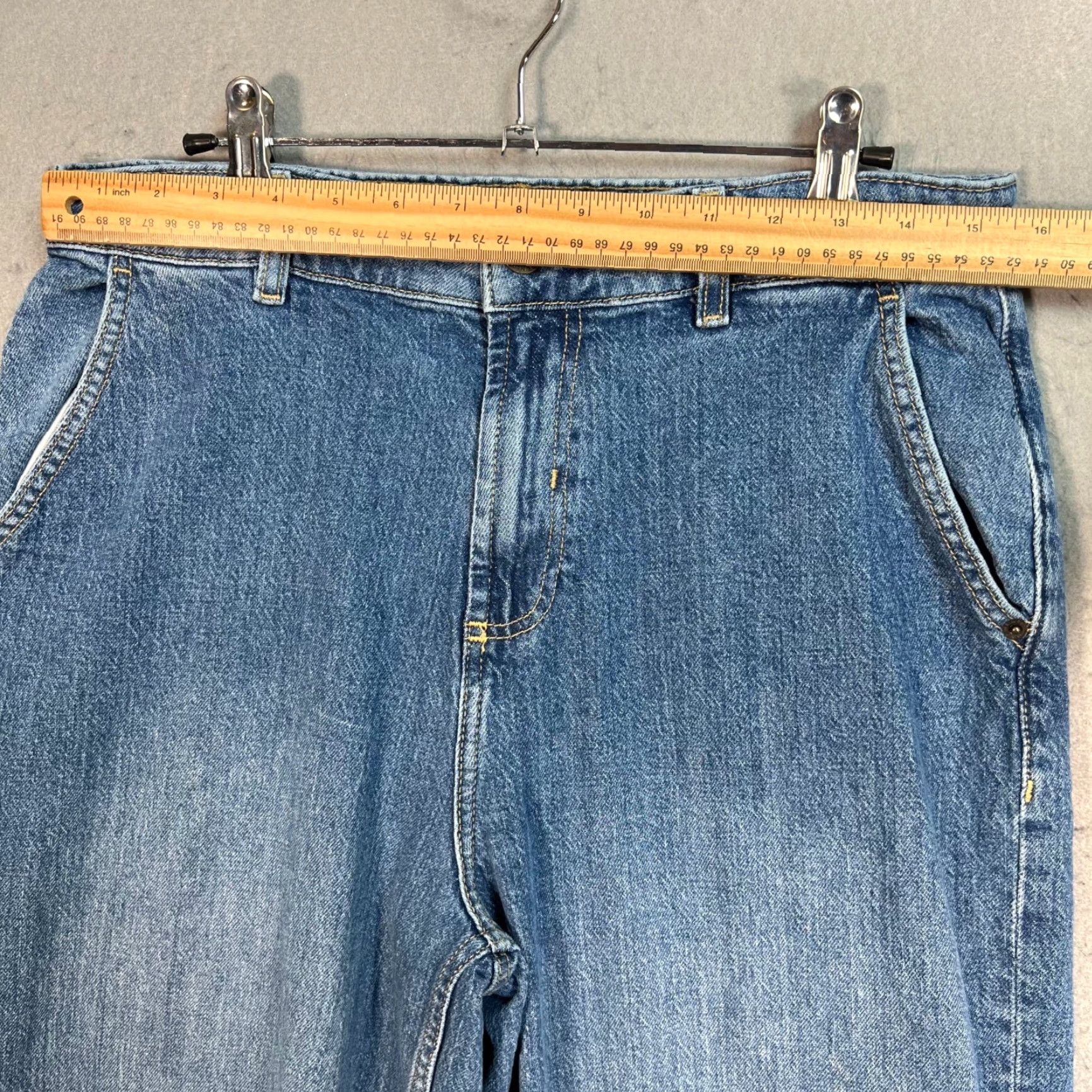 FatFace Fatface Womens Jeans Size 8R Blue Cropped Denim Wide-Leg 5-Pocket Style Regular Rise High Inseam 25 in Cotton Blend Denim Shirt? Size 30" / US 8 / IT 44 - 5 Thumbnail