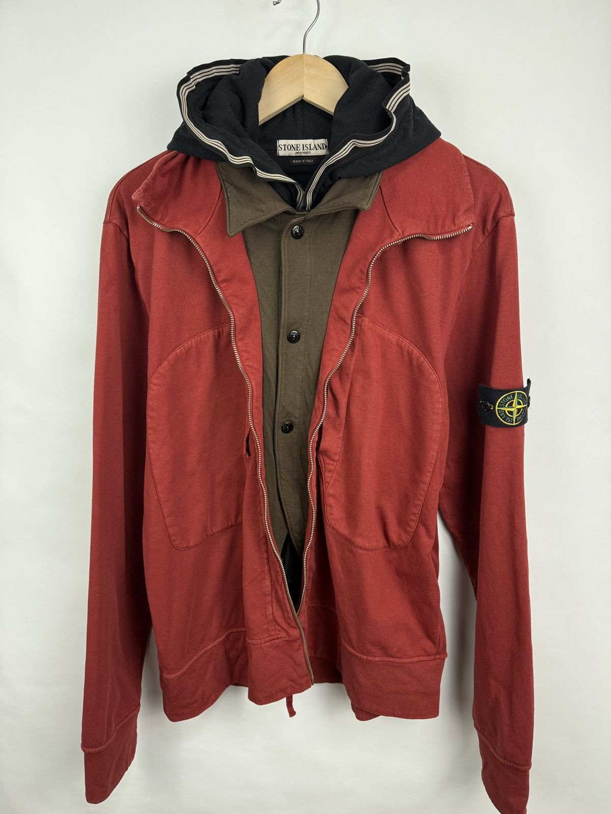 Stone Island 🇮🇹 Vintage 90s Stone Island Archive Layered Hooded Jacket Size US XL / EU 56 / 4 - 13 Thumbnail