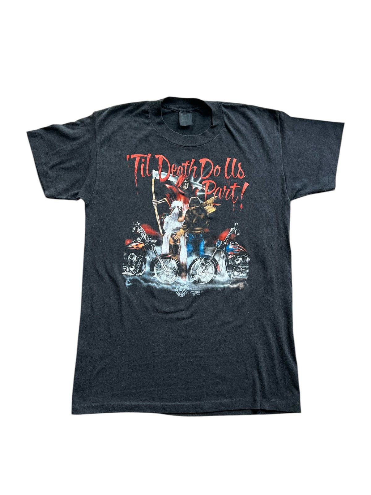 Vintage Mega Rare Vintage 1990 BIKER TIL DEATH DO US PART! 90’s Size US L / EU 52-54 / 3 - 1 Thumbnail
